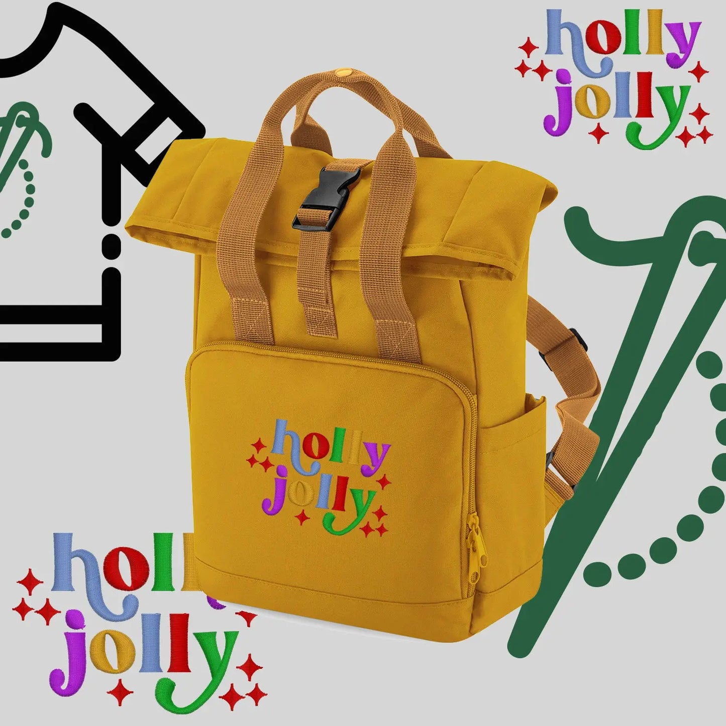 Plecak "Holly Jolly"-haft komputerowy, styl z przesłaniem Haft z radości