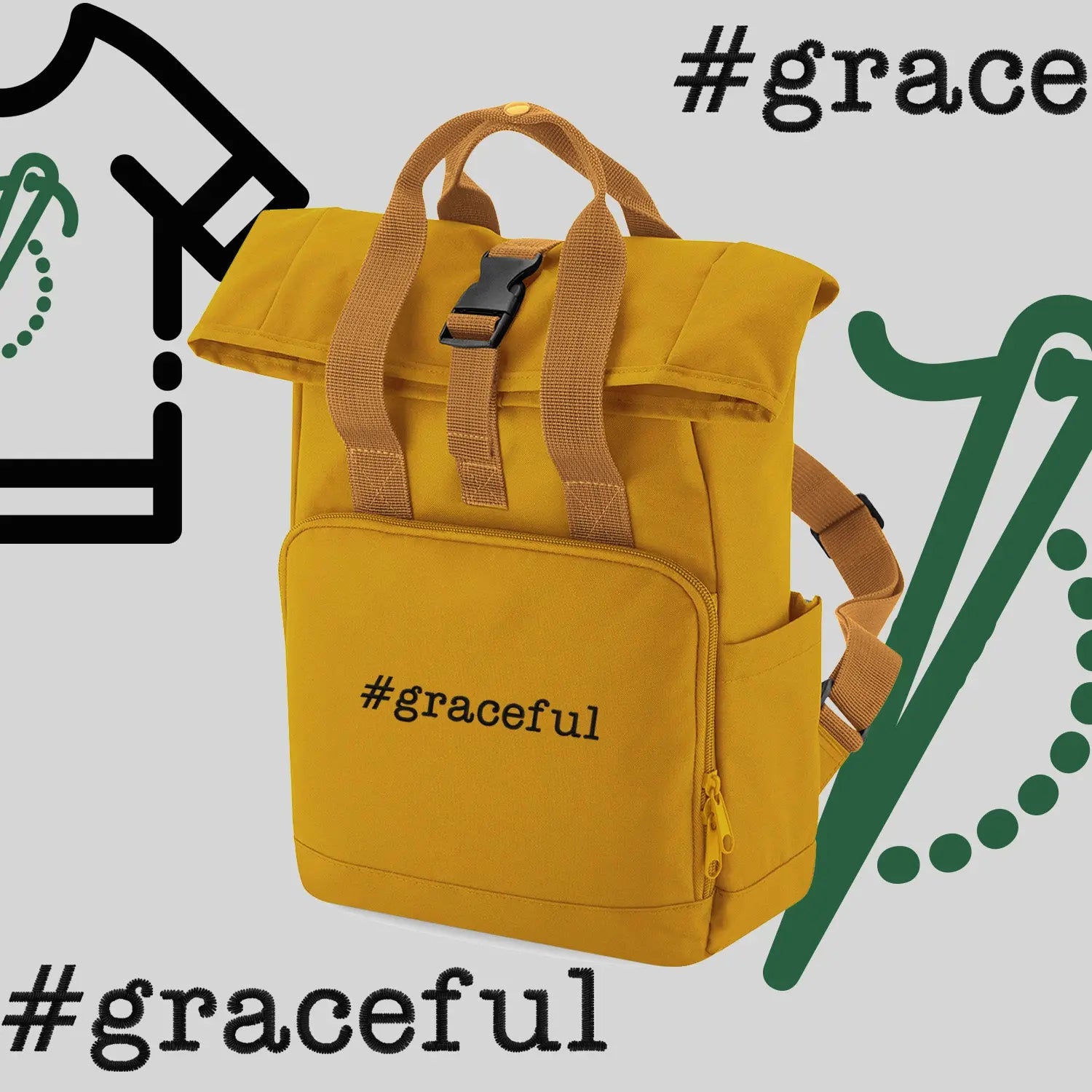 Plecak "#graceful"-haft komputerowy, styl z przesłaniem Haft z radości