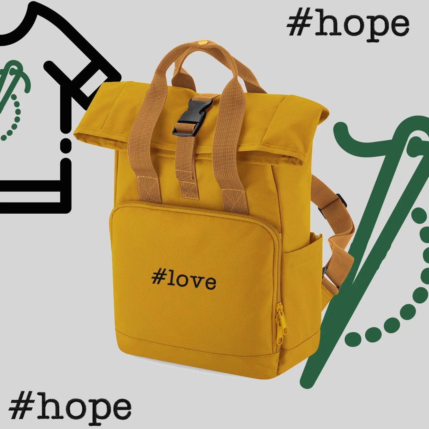Plecak "#hope"-haft komputerowy, styl z przesłaniem Haft z radości