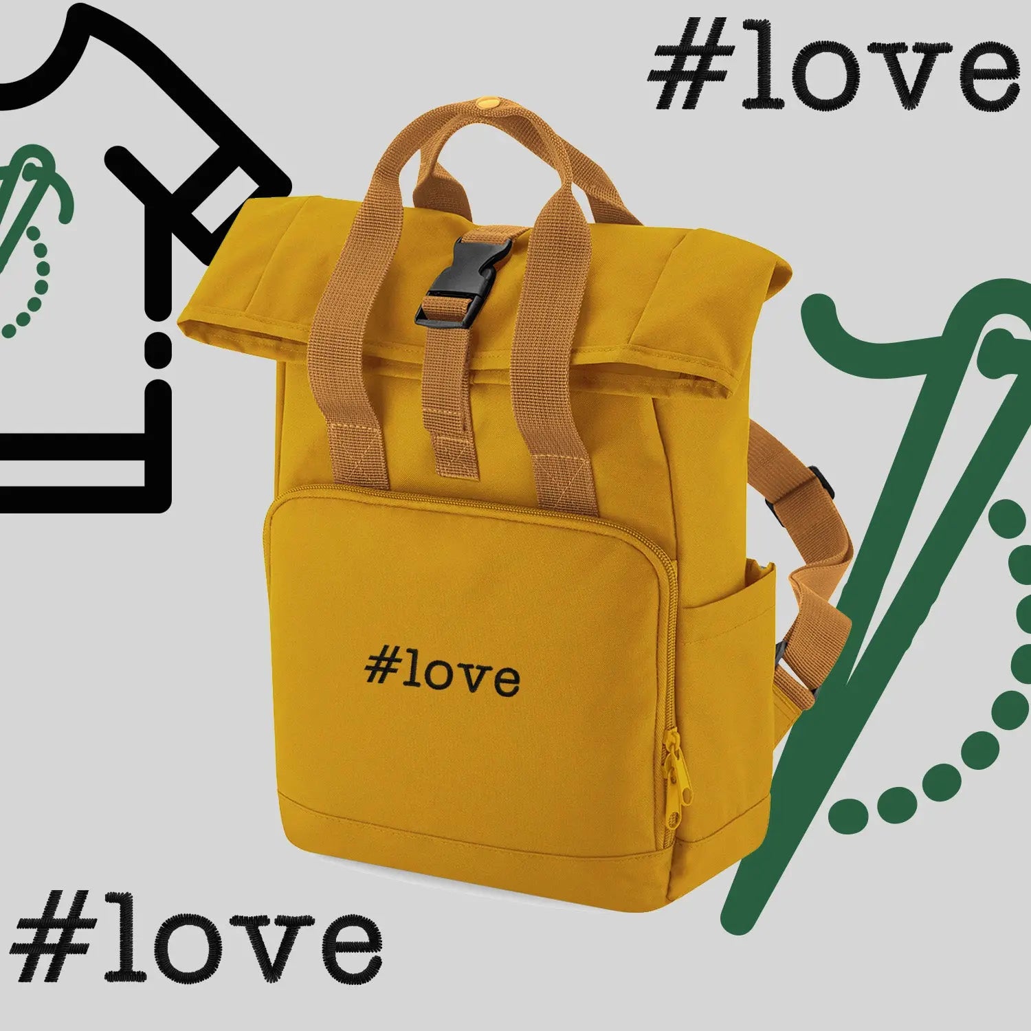 Plecak "#love"-haft komputerowy, styl z przesłaniem Haft z radości