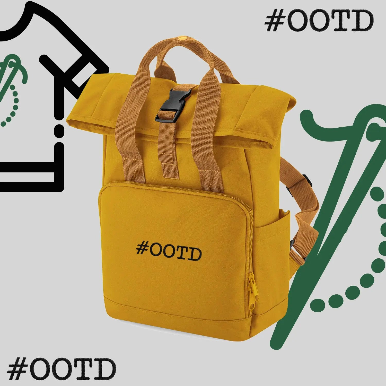 Plecak "#ootd"-haft komputerowy, styl z przesłaniem Haft z radości
