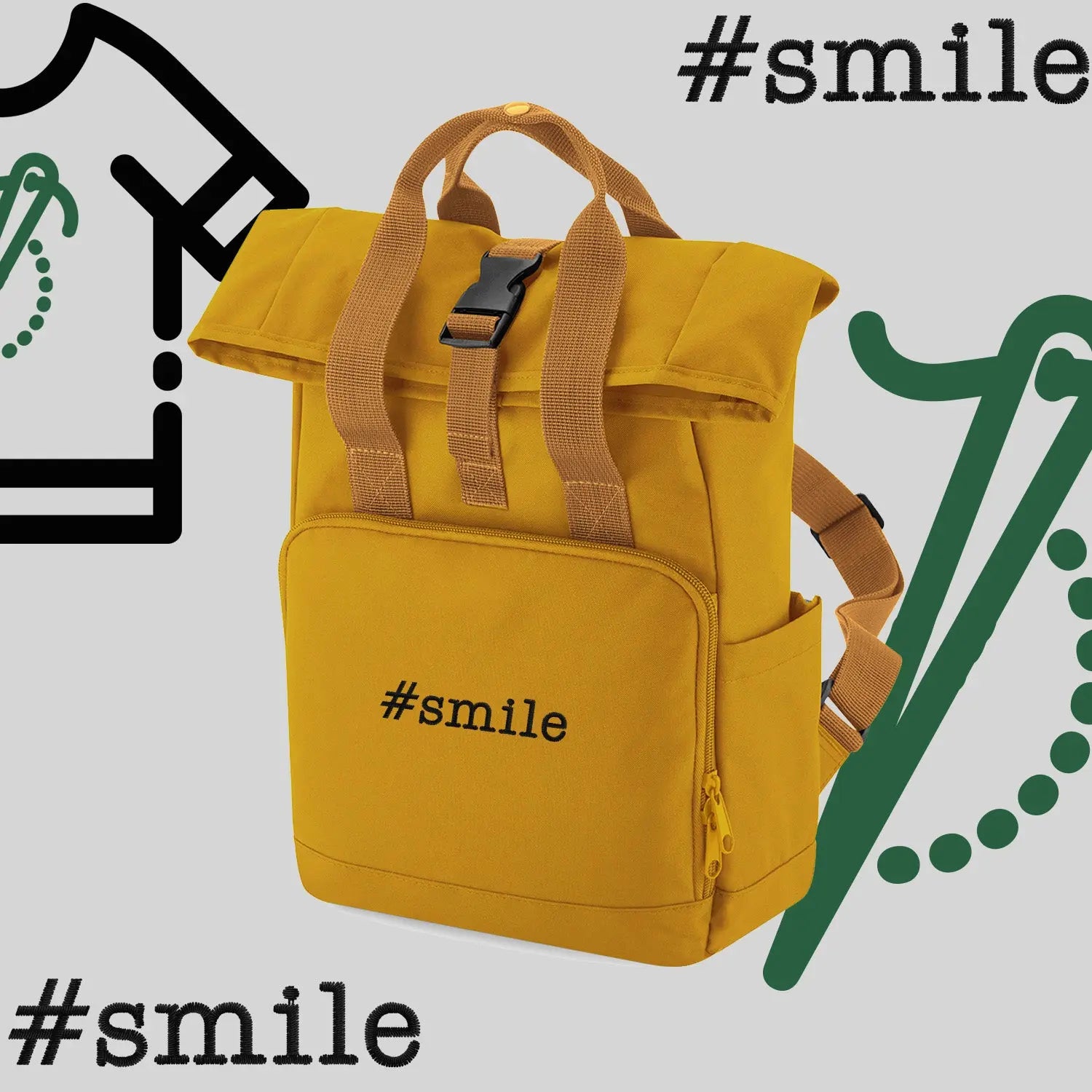Plecak "#smile"-haft komputerowy, styl z przesłaniem Haft z radości