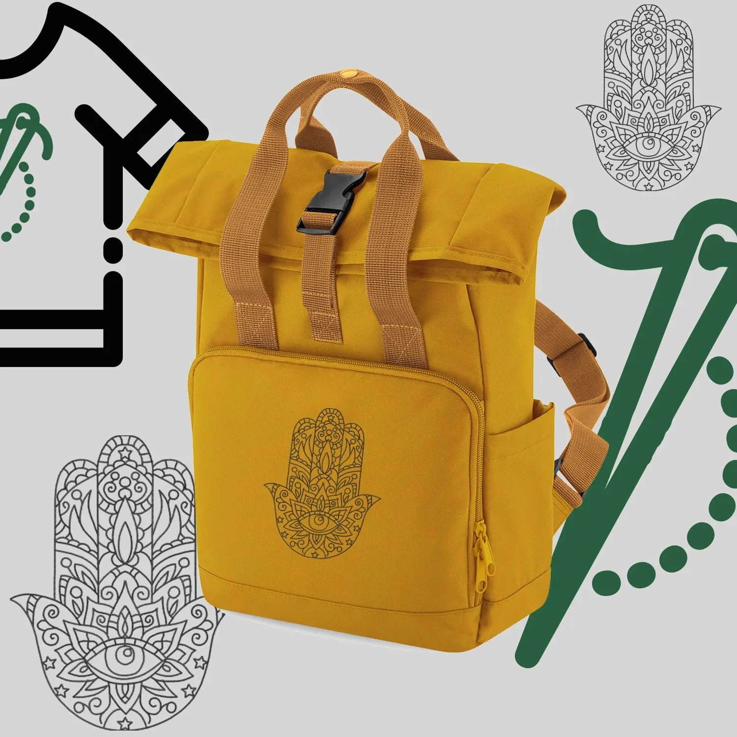 Plecak "Hamsa"-haft komputerowy, styl z przesłaniem Haft z radości