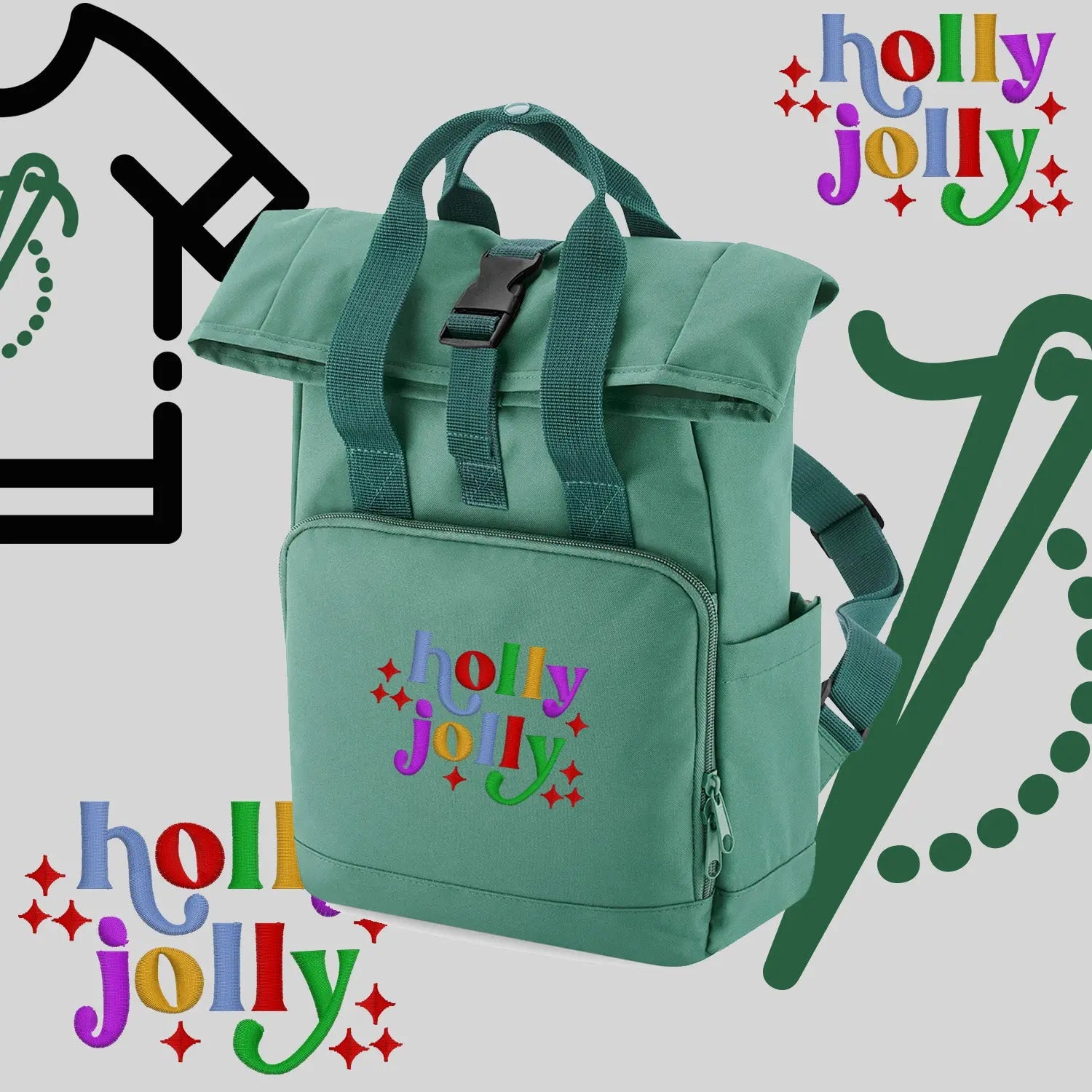 Plecak "Holly Jolly"-haft komputerowy, styl z przesłaniem Haft z radości