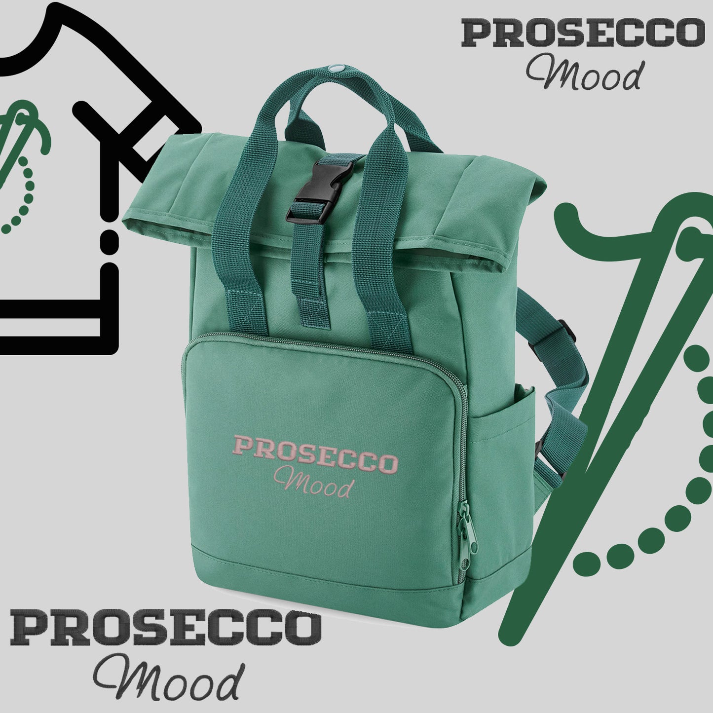 Plecak "Prosecco Mood"-haft komputerowy, styl z przesłaniem