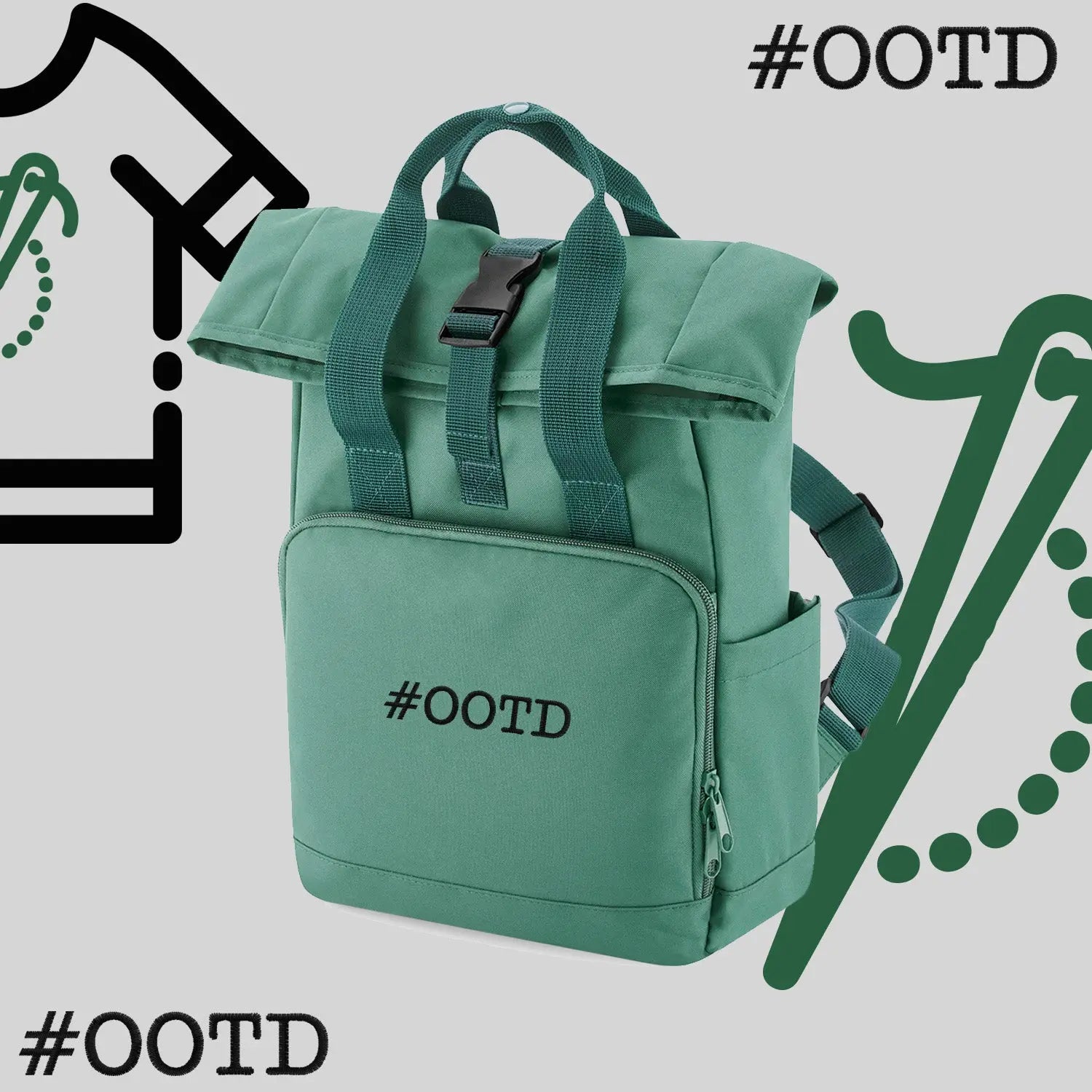 Plecak "#ootd"-haft komputerowy, styl z przesłaniem Haft z radości