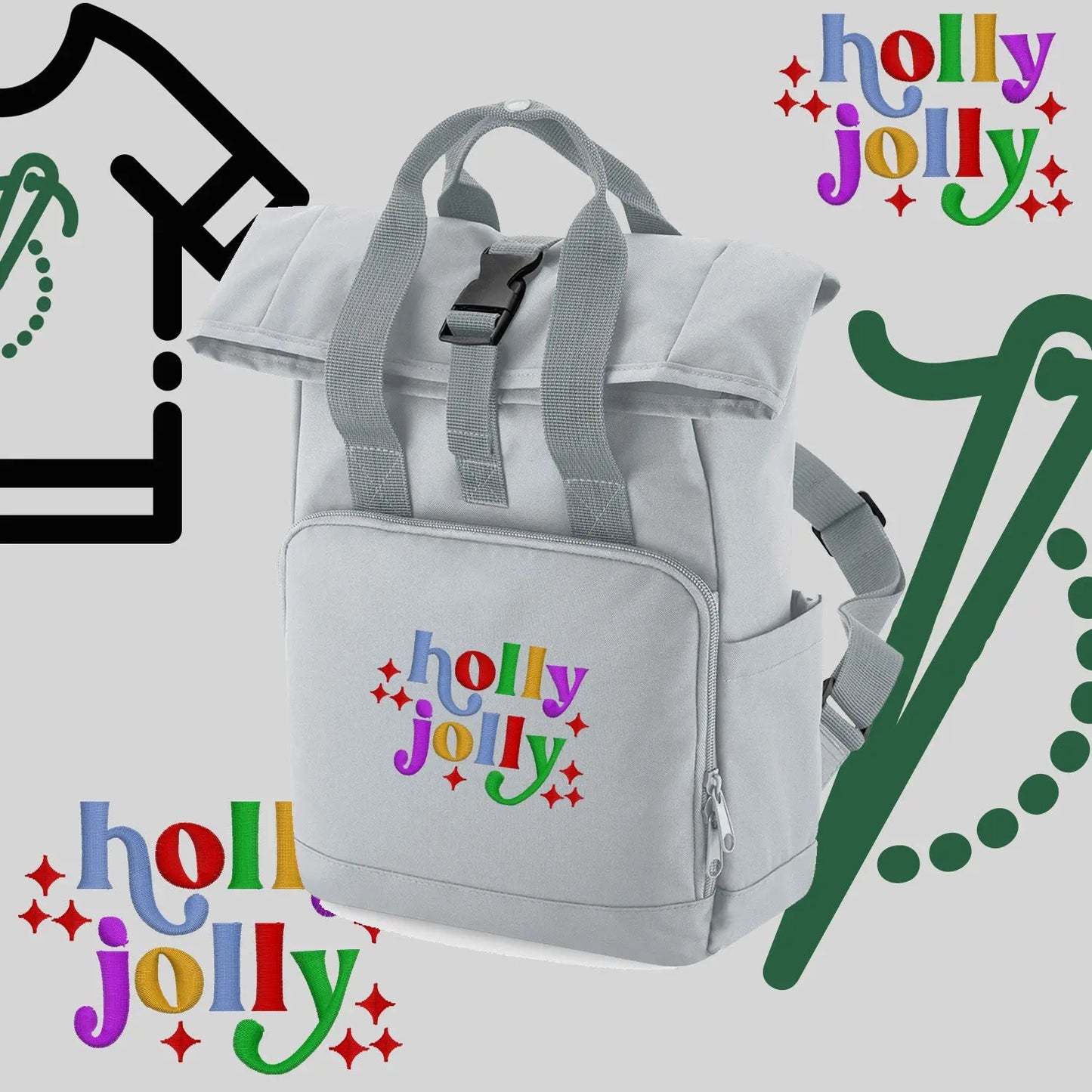 Plecak "Holly Jolly"-haft komputerowy, styl z przesłaniem Haft z radości