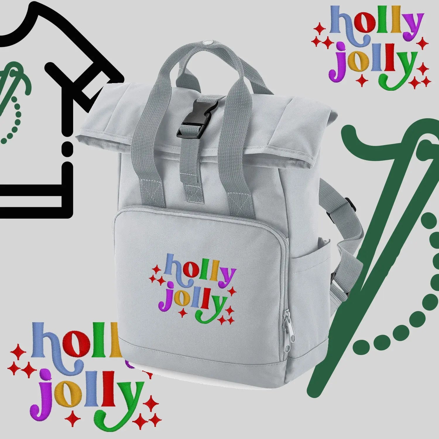 Plecak "Holly Jolly"-haft komputerowy, styl z przesłaniem Haft z radości