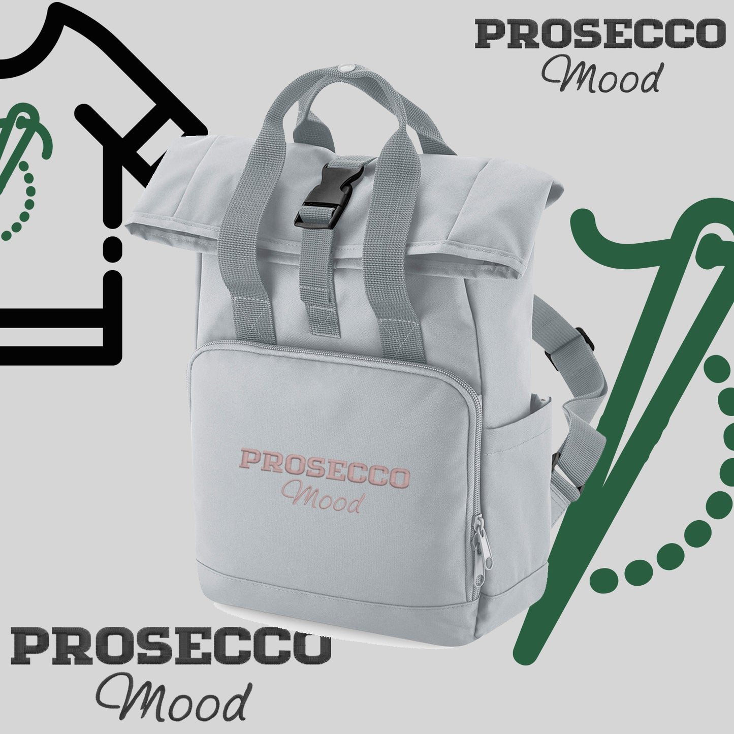 Plecak "Prosecco Mood"-haft komputerowy, styl z przesłaniem
