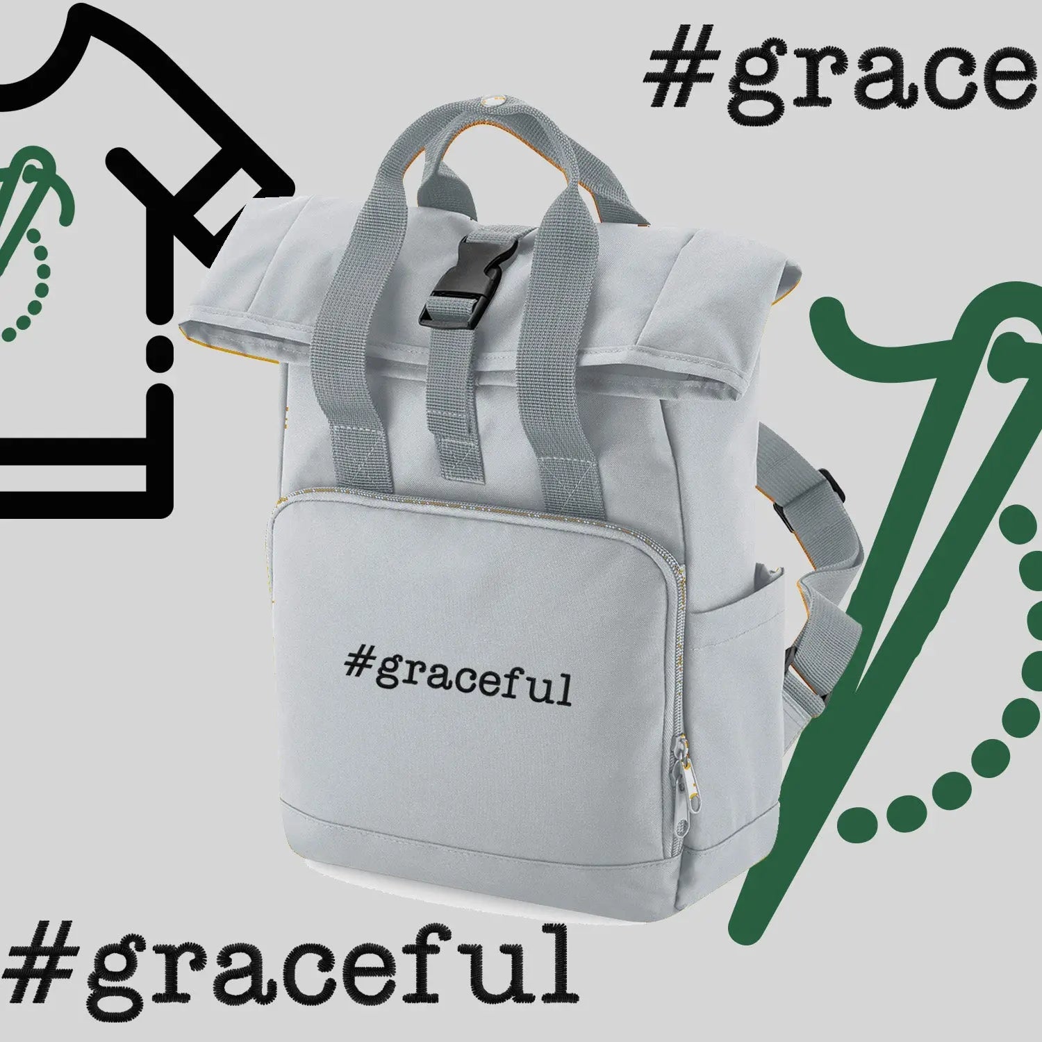 Plecak "#graceful"-haft komputerowy, styl z przesłaniem Haft z radości