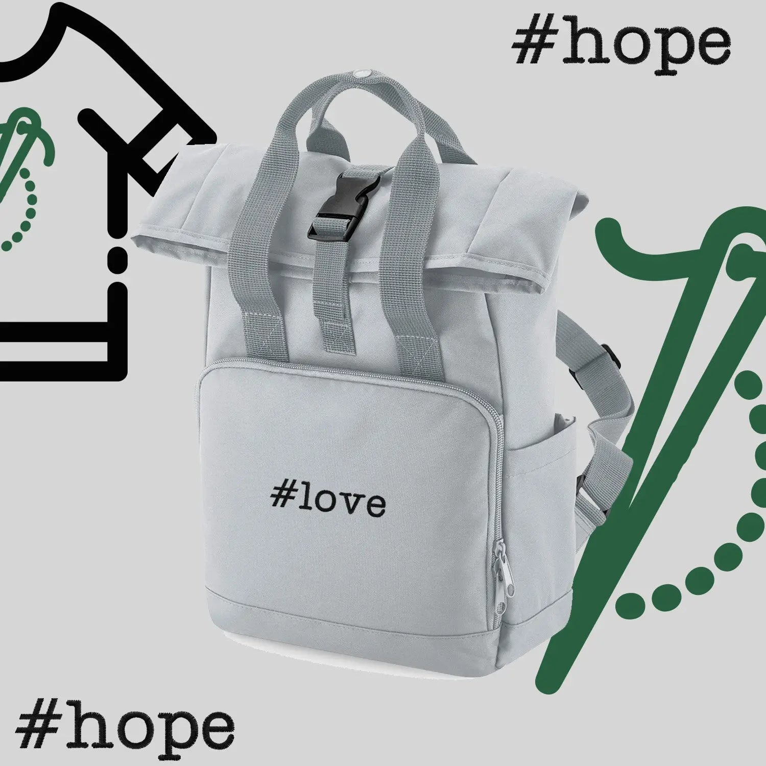 Plecak "#hope"-haft komputerowy, styl z przesłaniem Haft z radości