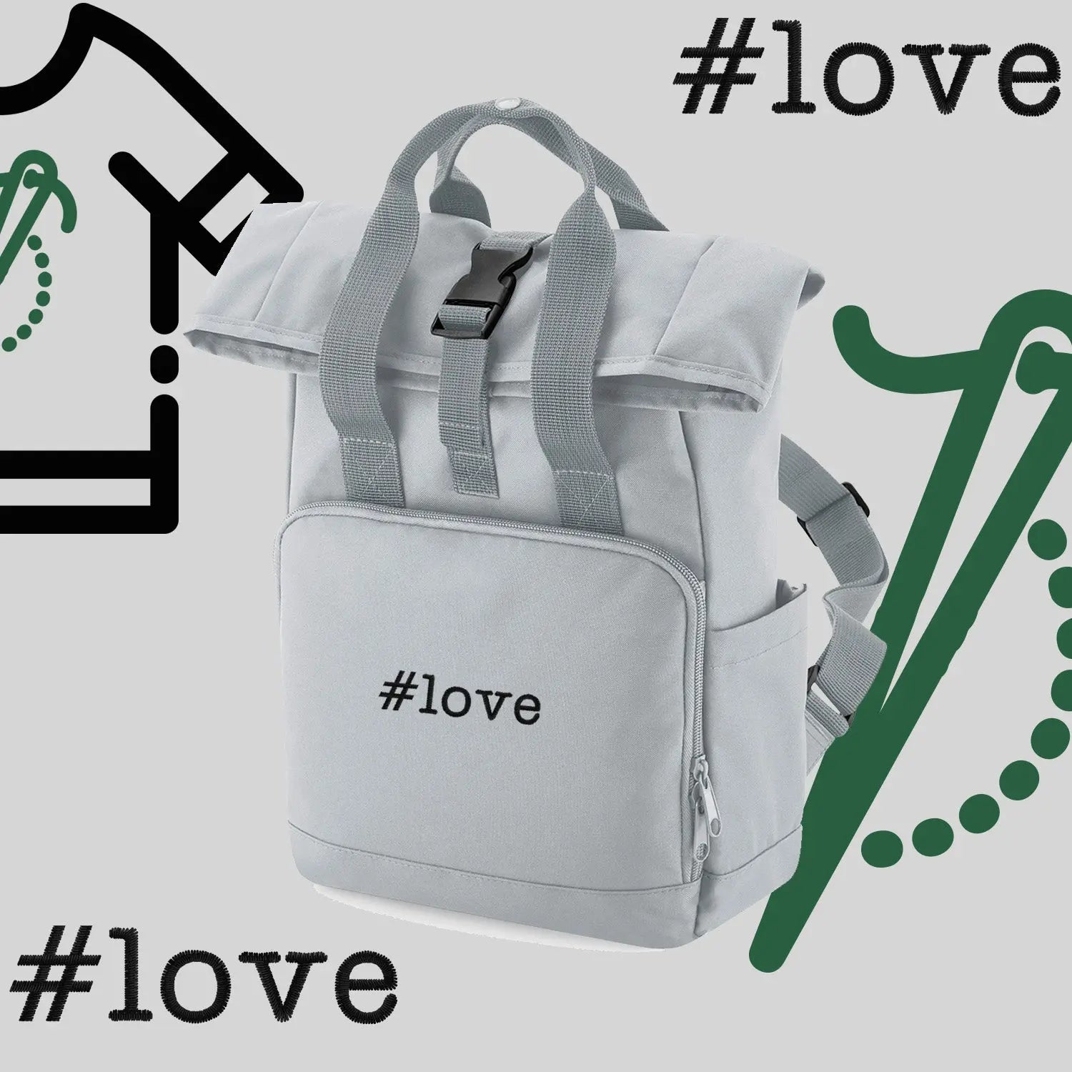 Plecak "#love"-haft komputerowy, styl z przesłaniem Haft z radości