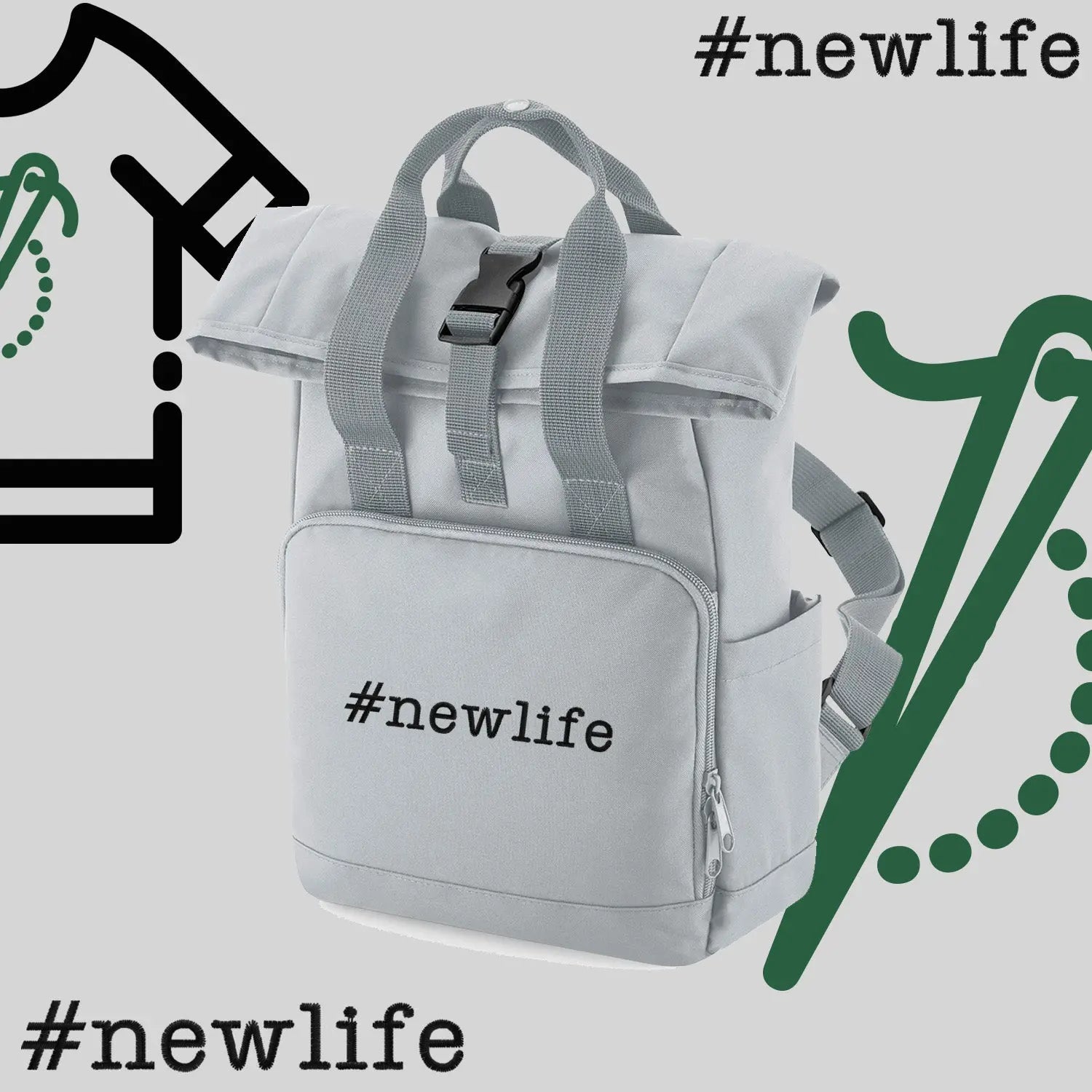 Plecak "#newlife"-haft komputerowy, styl z przesłaniem Haft z radości