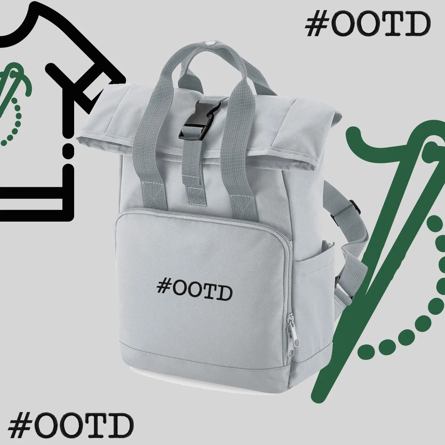 Plecak "#ootd"-haft komputerowy, styl z przesłaniem Haft z radości