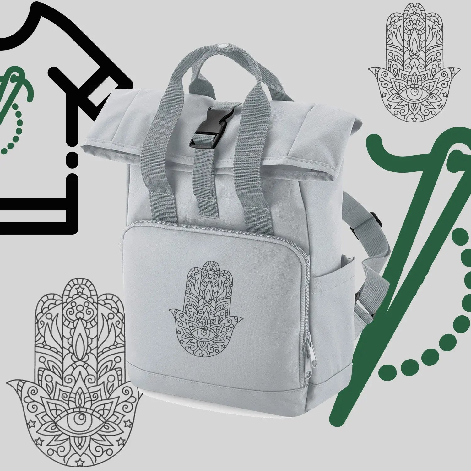 Plecak "Hamsa"-haft komputerowy, styl z przesłaniem Haft z radości