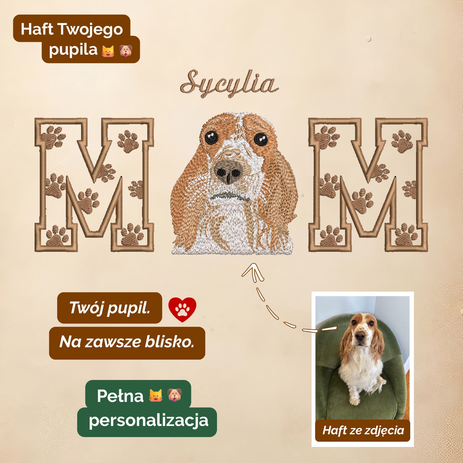 Personalizowana bluza DOG DAD z haftem pupila – różne kroje Haft z radości - nadruki i haft na odzieży Warszawa