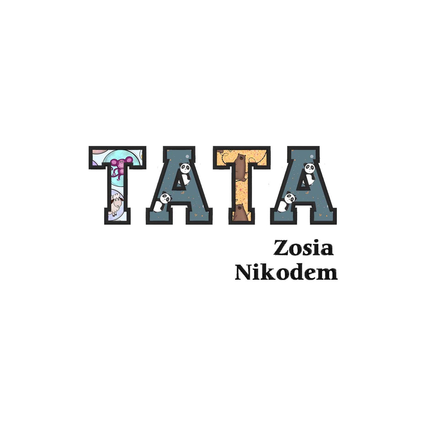 Bluza bez kaptura "TATA PATCHWORK+IMIONA DZIECI" idealny prezent na Dzień Taty
