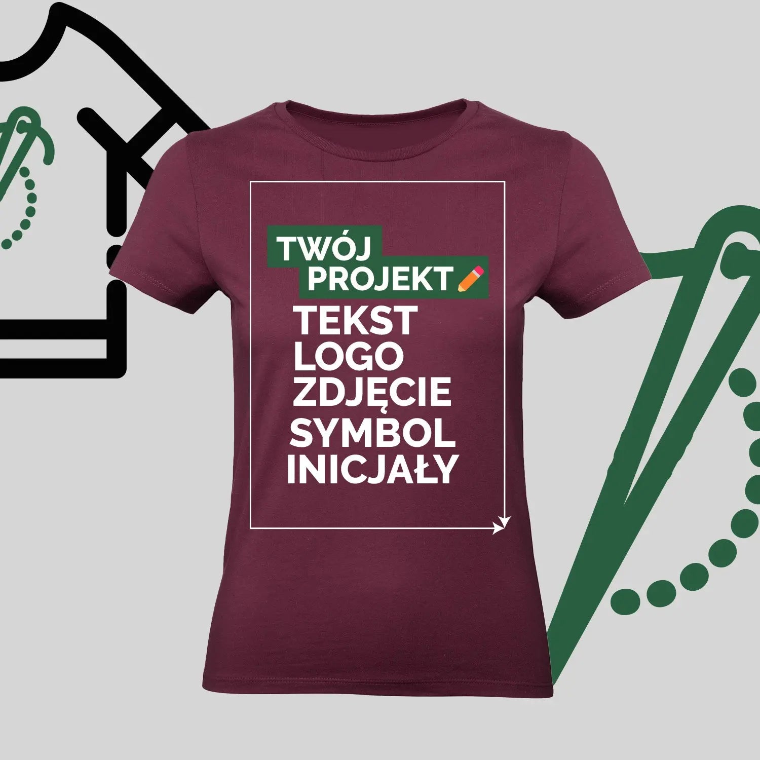 Koszulka Damska z Haftem Komputerowym – Twój Projekt: Tekst, Logo, Symbol lub Inicjały Haft z radości