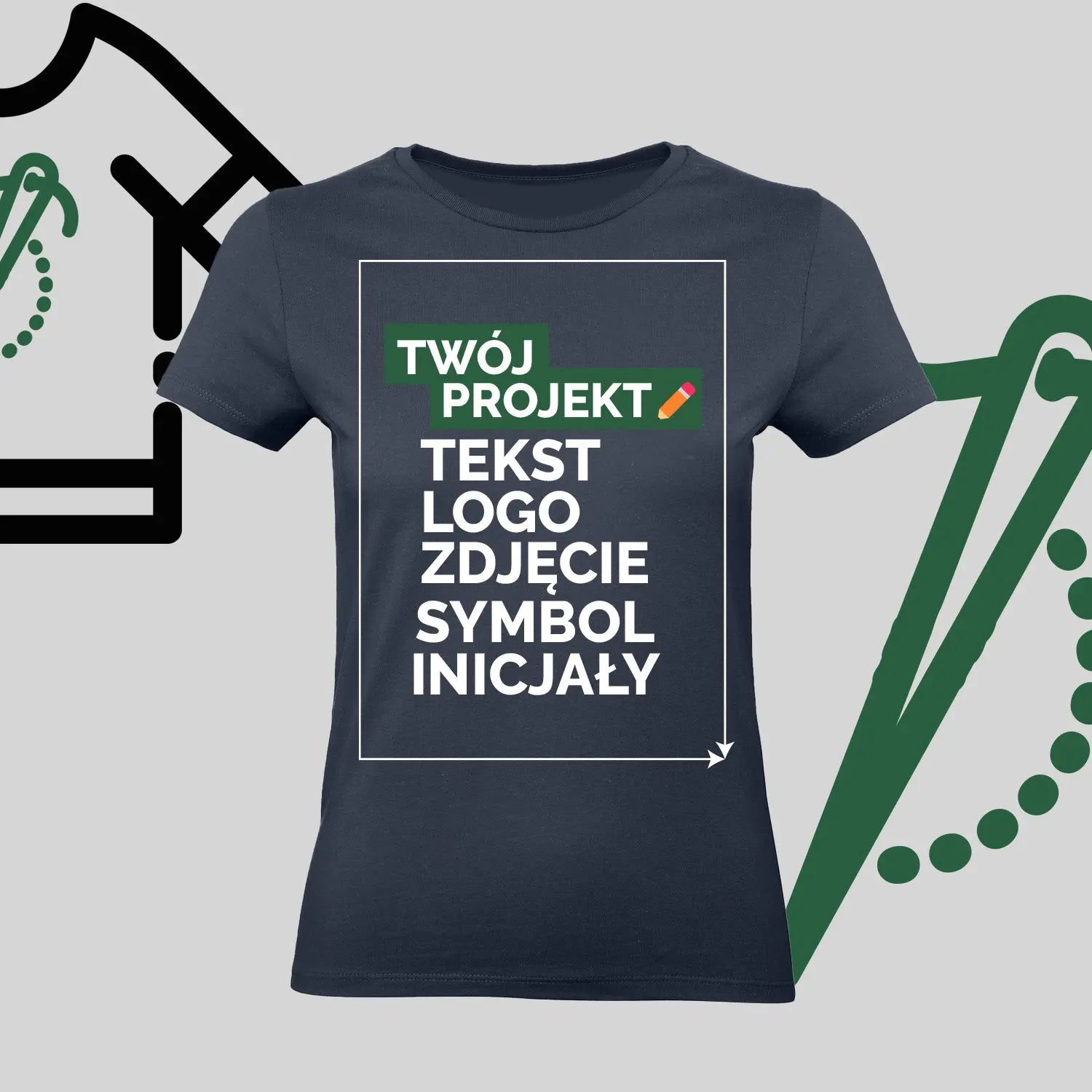 Koszulka Damska z Haftem Komputerowym – Twój Projekt: Tekst, Logo, Symbol lub Inicjały Haft z radości