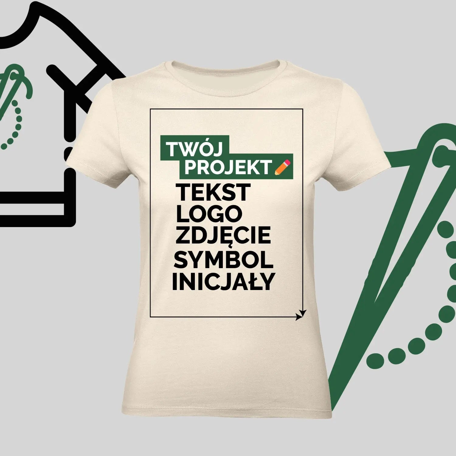 Koszulka Damska z Haftem Komputerowym – Twój Projekt: Tekst, Logo, Symbol lub Inicjały Haft z radości