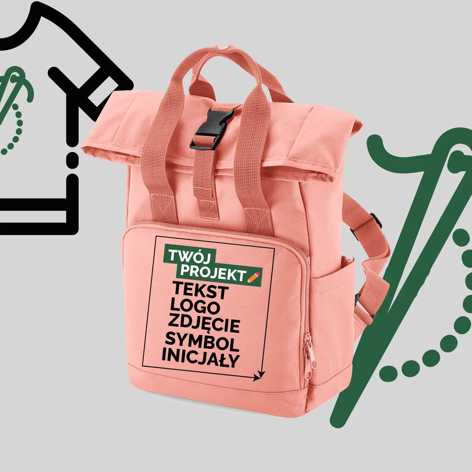 Plecak z Haftem Komputerowym – Twój Projekt: Tekst, Logo, Symbol lub Inicjały Haft z radości