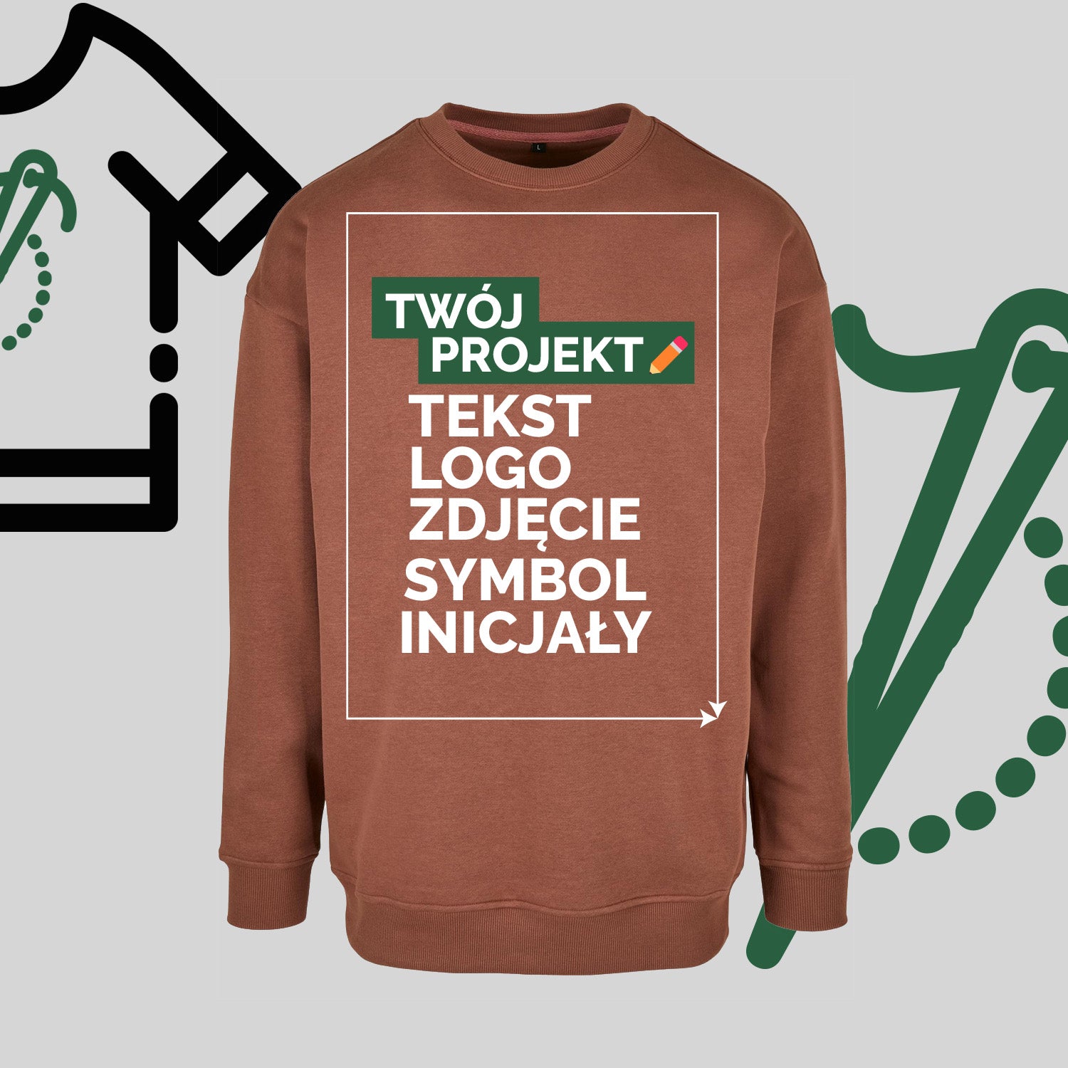 Bluza bez kaptura z Haftem Komputerowym – Twój Projekt: Tekst, Logo, Symbol lub Inicjały