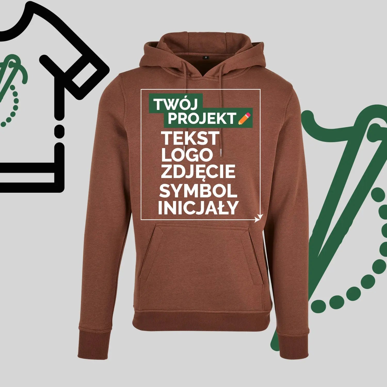 Bluza z Kapturem z Haftem Komputerowym – Twój Projekt: Tekst, Logo, Symbol lub Inicjały Haft z radości