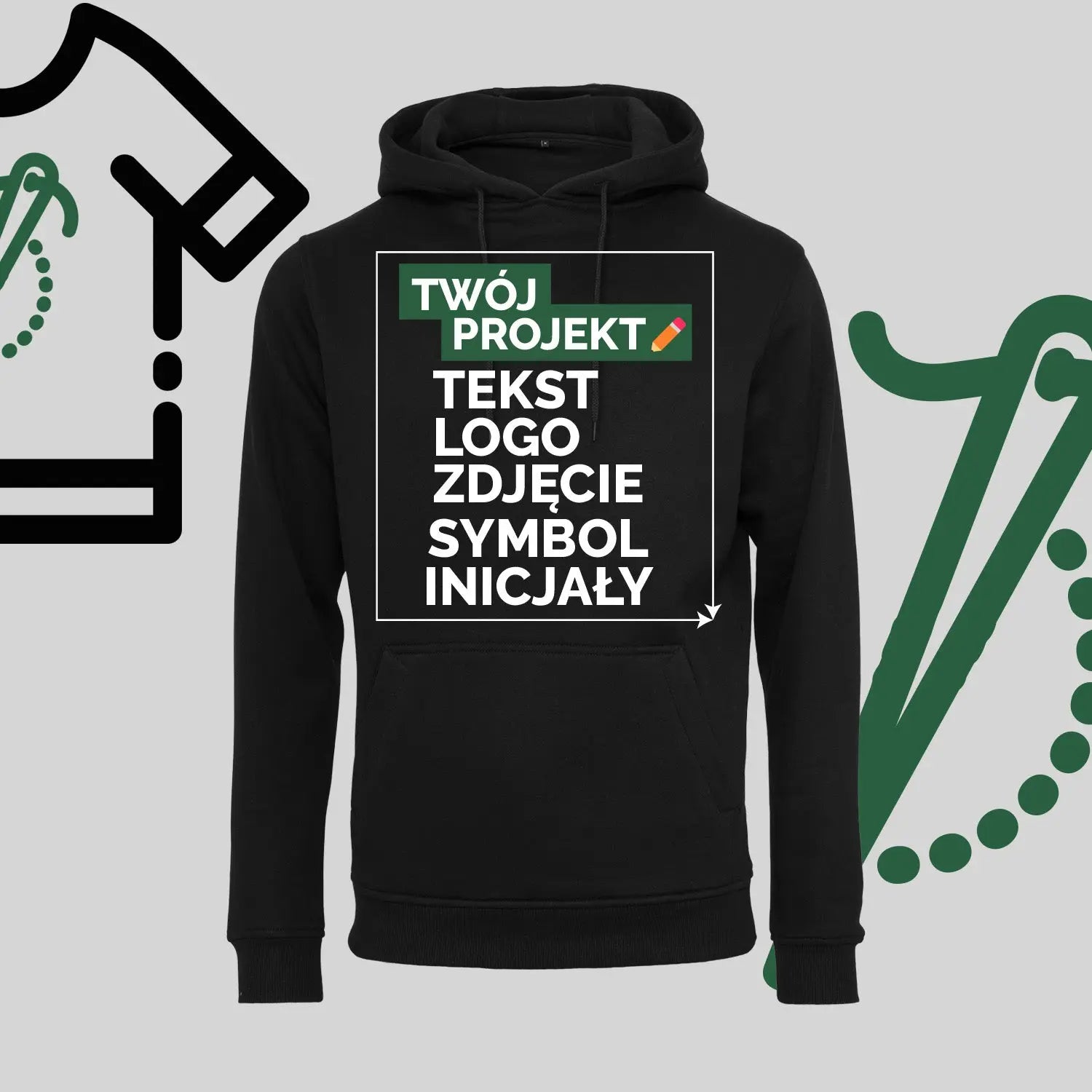 Bluza z Kapturem z Haftem Komputerowym – Twój Projekt: Tekst, Logo, Symbol lub Inicjały Haft z radości