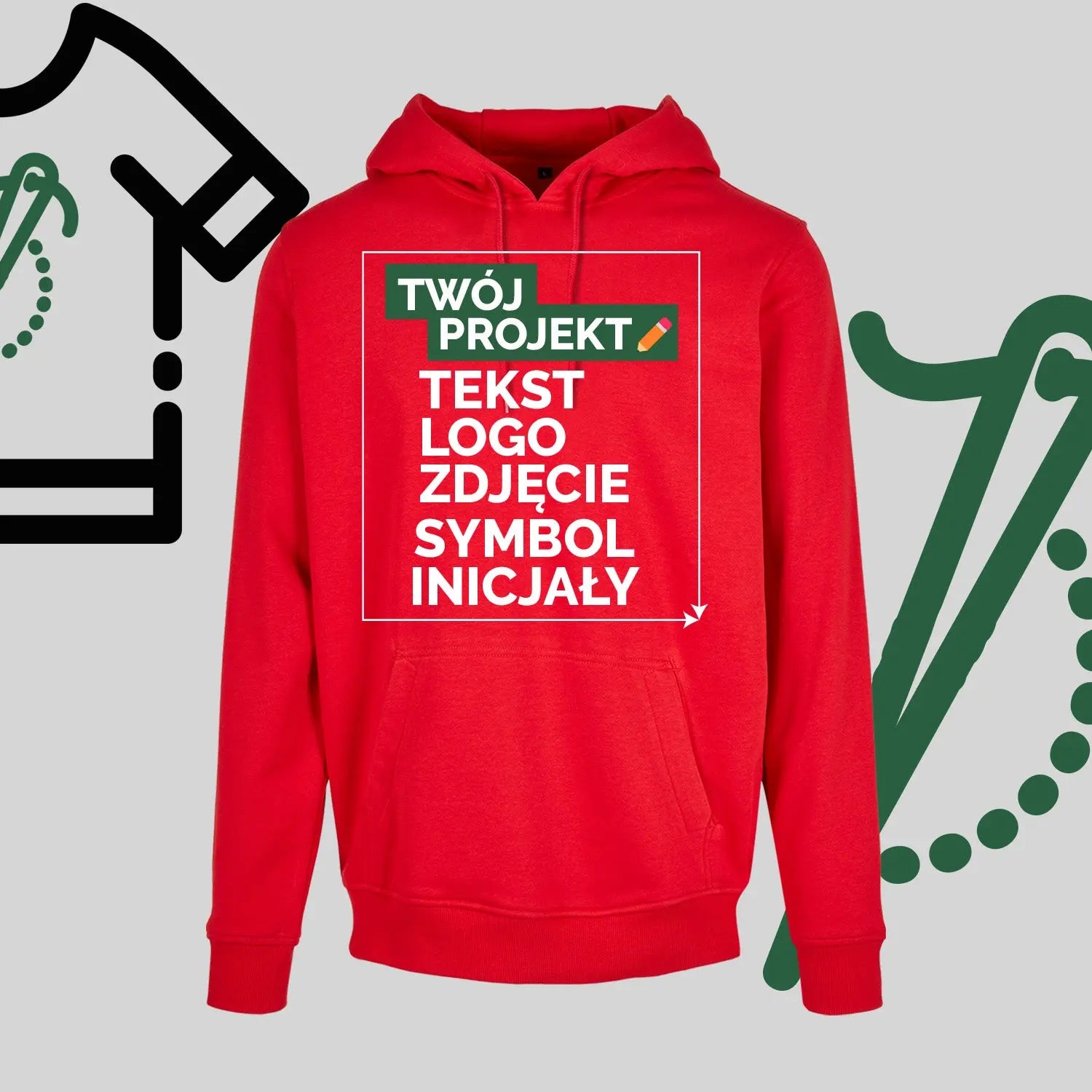 Bluza z Kapturem z Haftem Komputerowym – Twój Projekt: Tekst, Logo, Symbol lub Inicjały Haft z radości