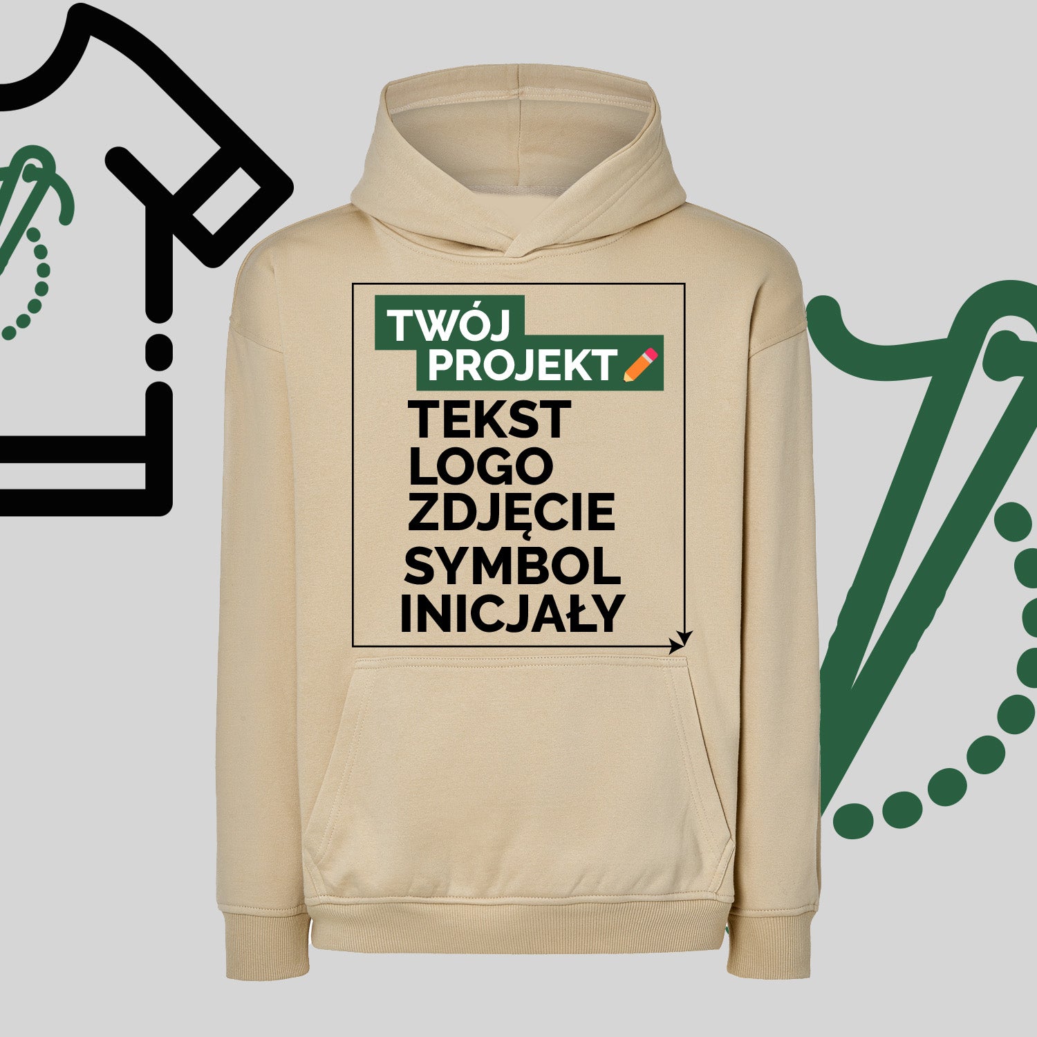 Bluza Oversize z Haftem Komputerowym – Twój Projekt: Tekst, Logo, Symbol lub Inicjały