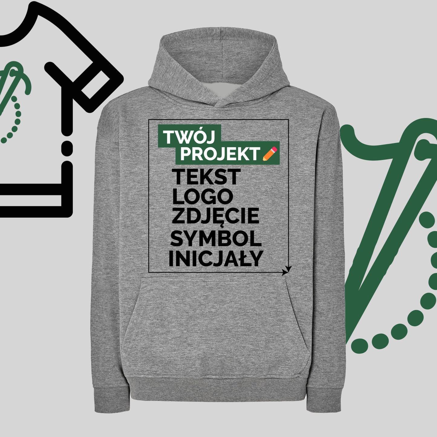 Bluza Oversize z Haftem Komputerowym – Twój Projekt: Tekst, Logo, Symbol lub Inicjały