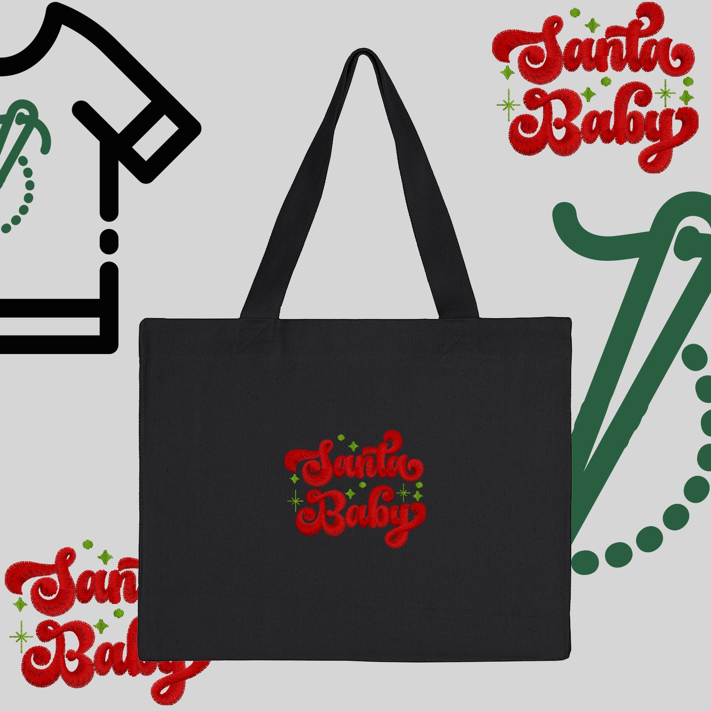 Torba bawełniana "Santa Baby"-haft komputerowy, styl z przesłaniem
