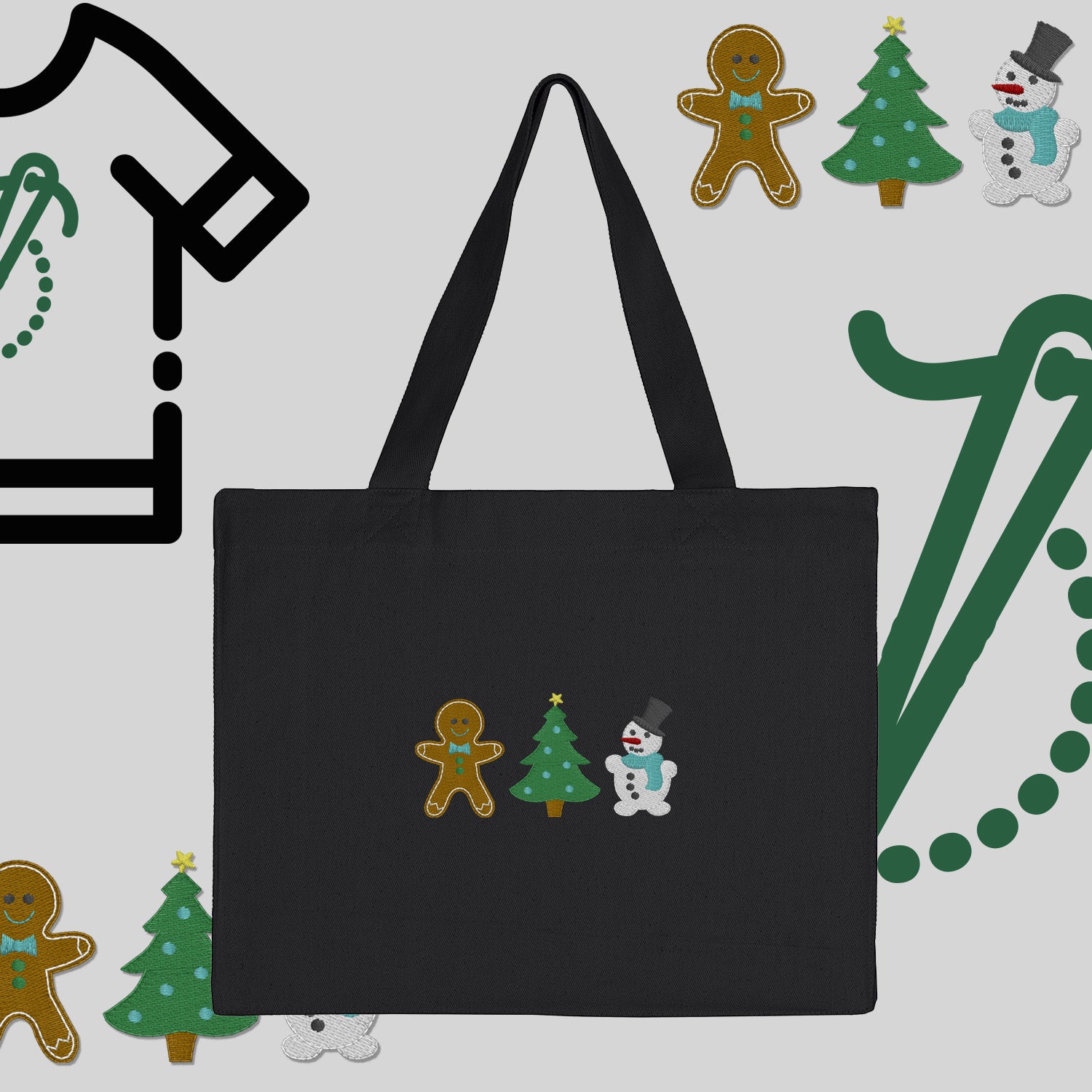 Torba bawełniana "Świąteczna Gromadka"-haft komputerowy, styl z przesłaniem