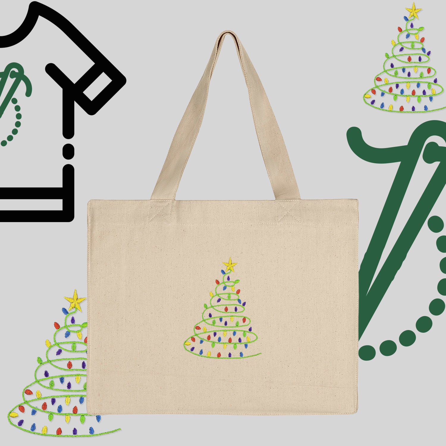 Torba bawełniana "Choinka"-haft komputerowy, styl z przesłaniem