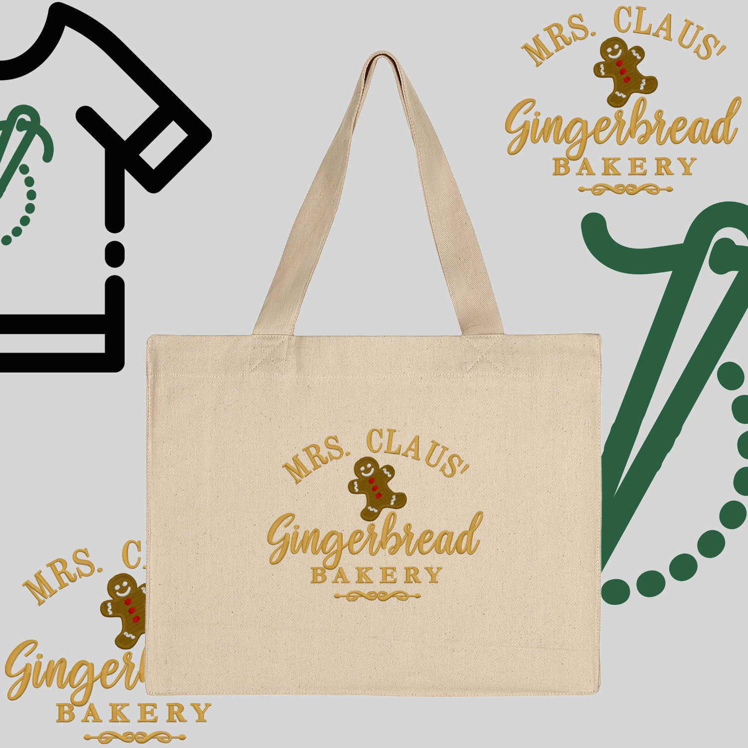 Torba bawełniana "Gingerbread"-haft komputerowy, styl z przesłaniem