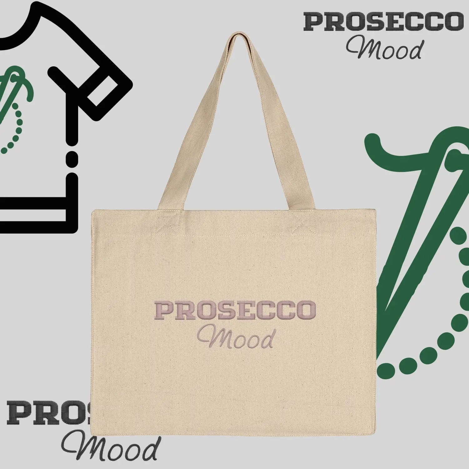 Torba bawełniana "prossecco mood"-haft komputerowy, styl z przesłaniem Haft z radości