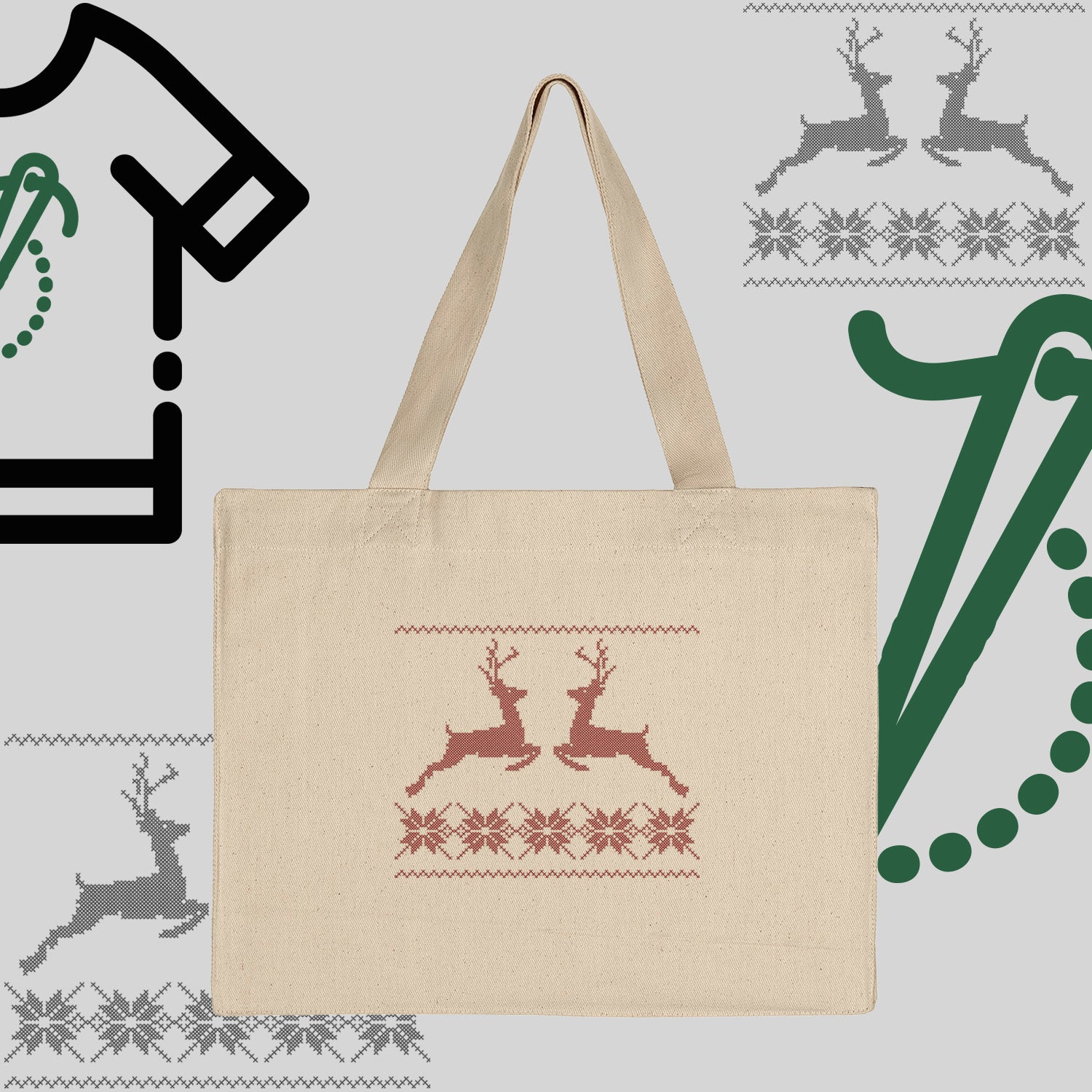 Torba bawełniana "Renifer Christmas"-haft komputerowy, styl z przesłaniem