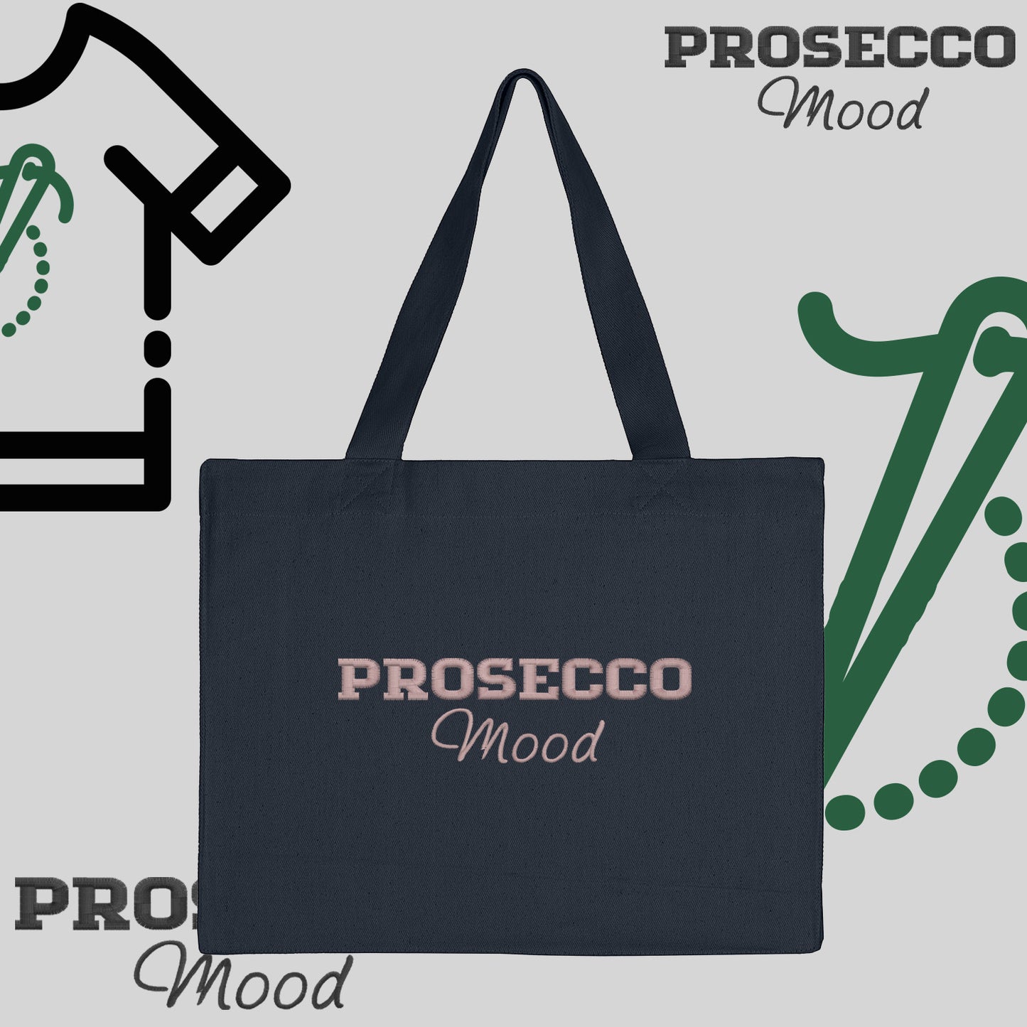 Torba bawełniana "prossecco mood"-haft komputerowy, styl z przesłaniem