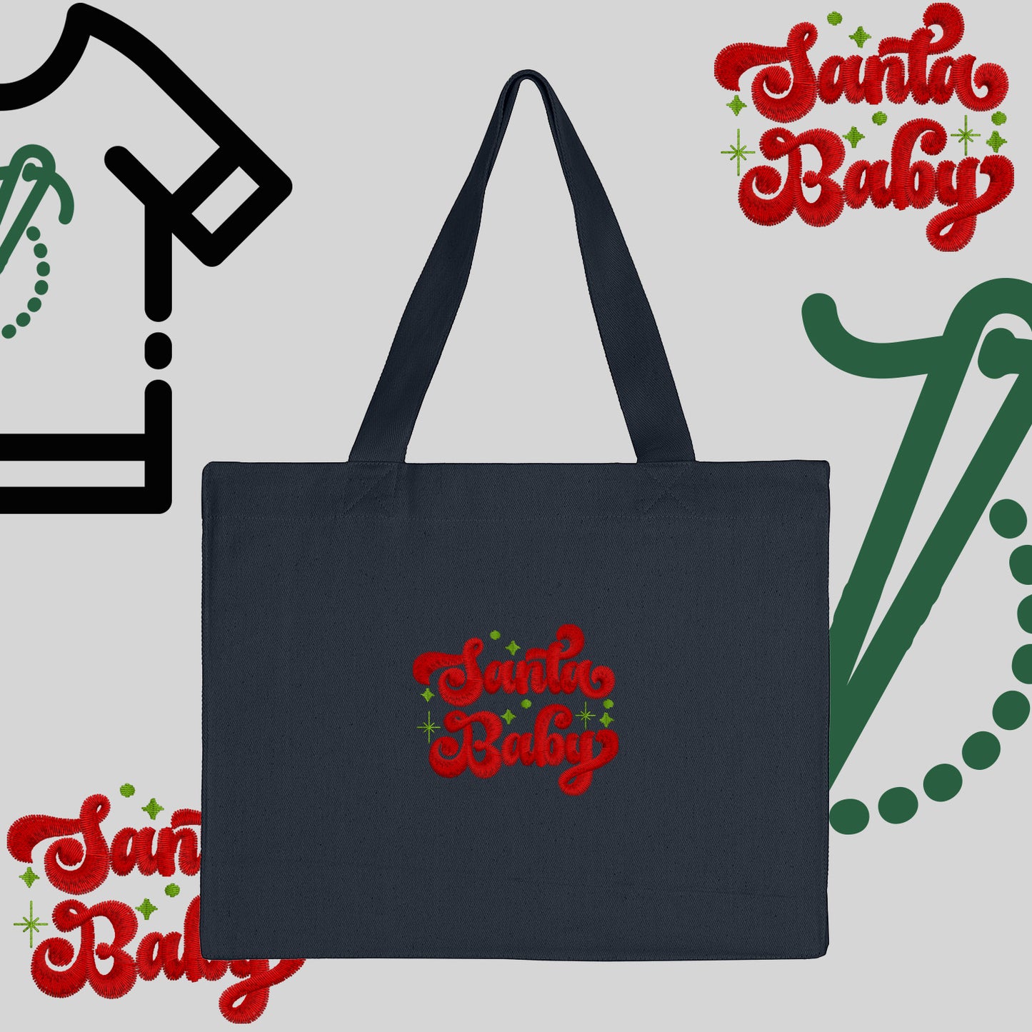 Torba bawełniana "Santa Baby"-haft komputerowy, styl z przesłaniem