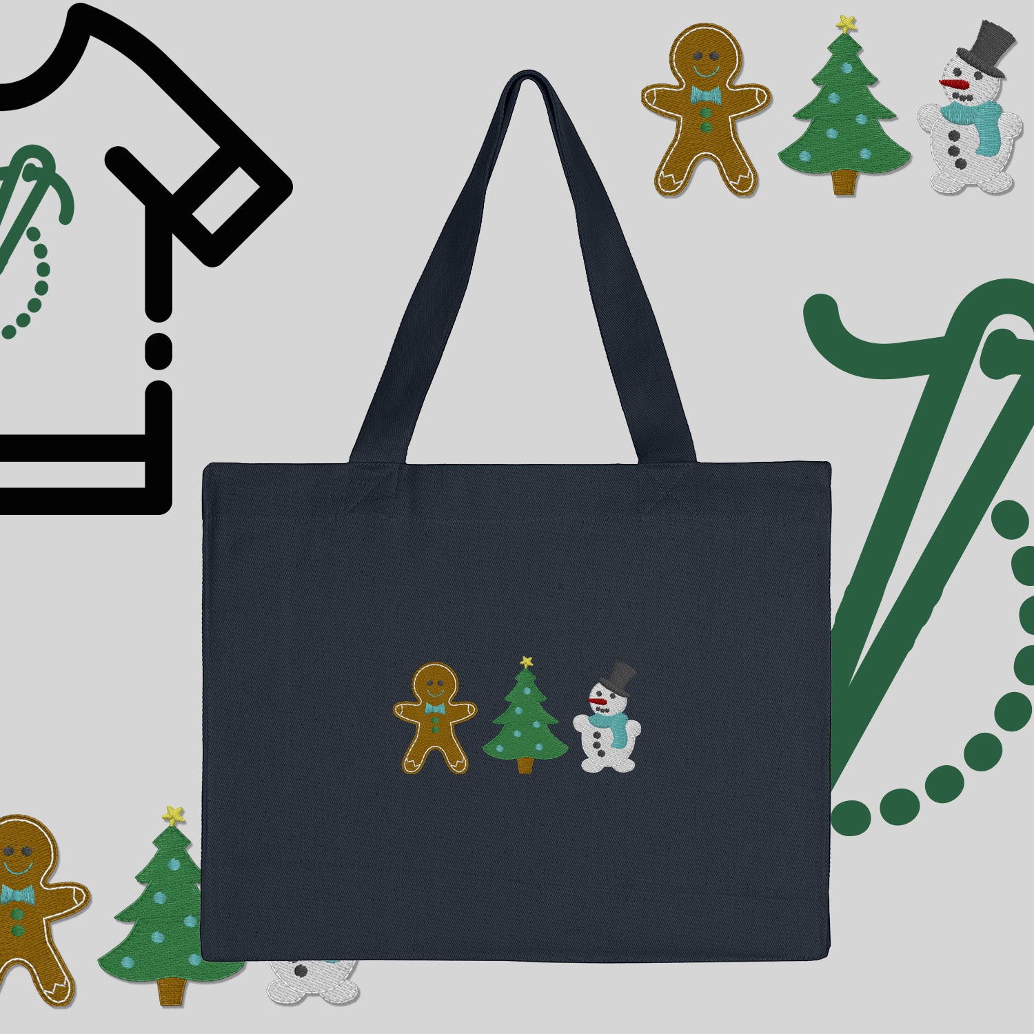 Torba bawełniana "Świąteczna Gromadka"-haft komputerowy, styl z przesłaniem