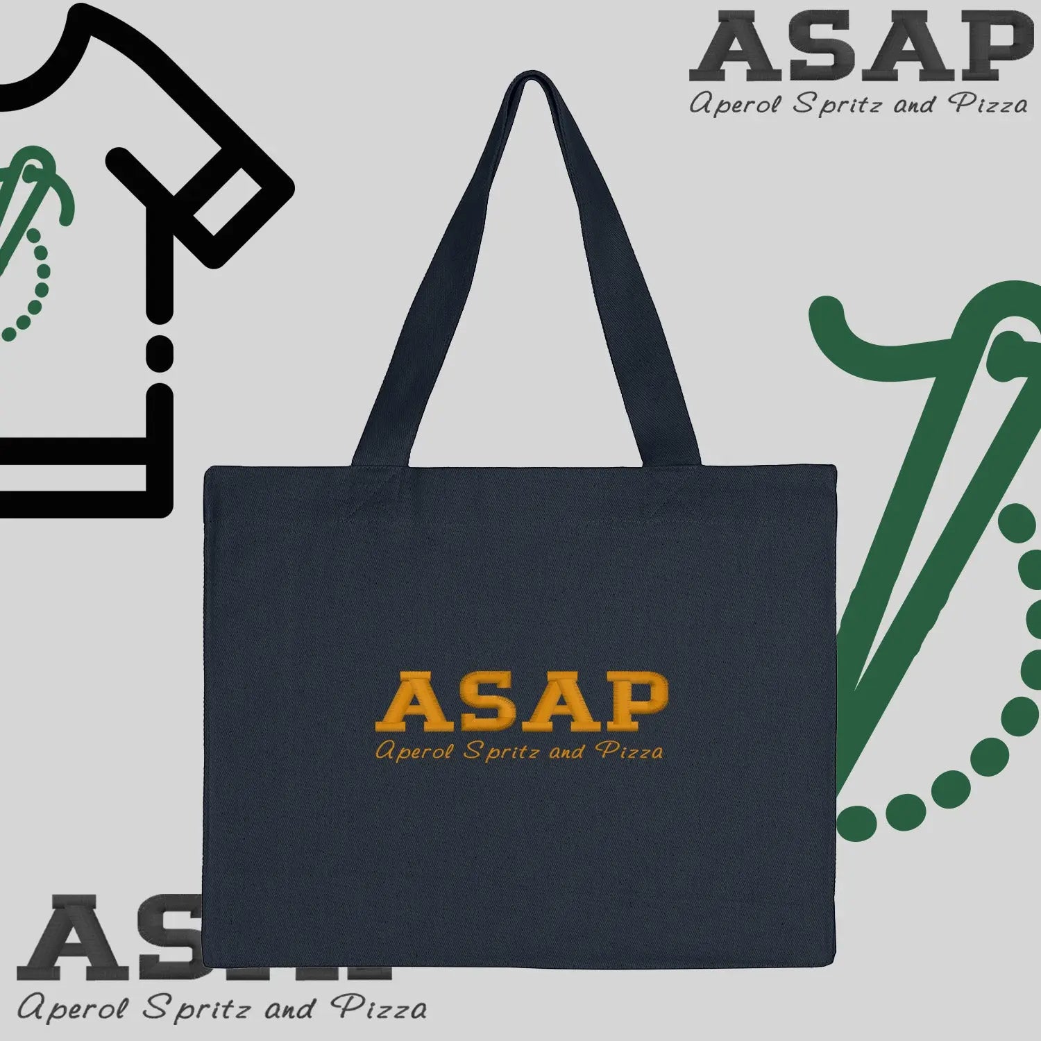 Torba bawełniana "ASAP-Aperol, Spritz and pizza"-haft komputerowy, styl z przesłaniem Haft z radości