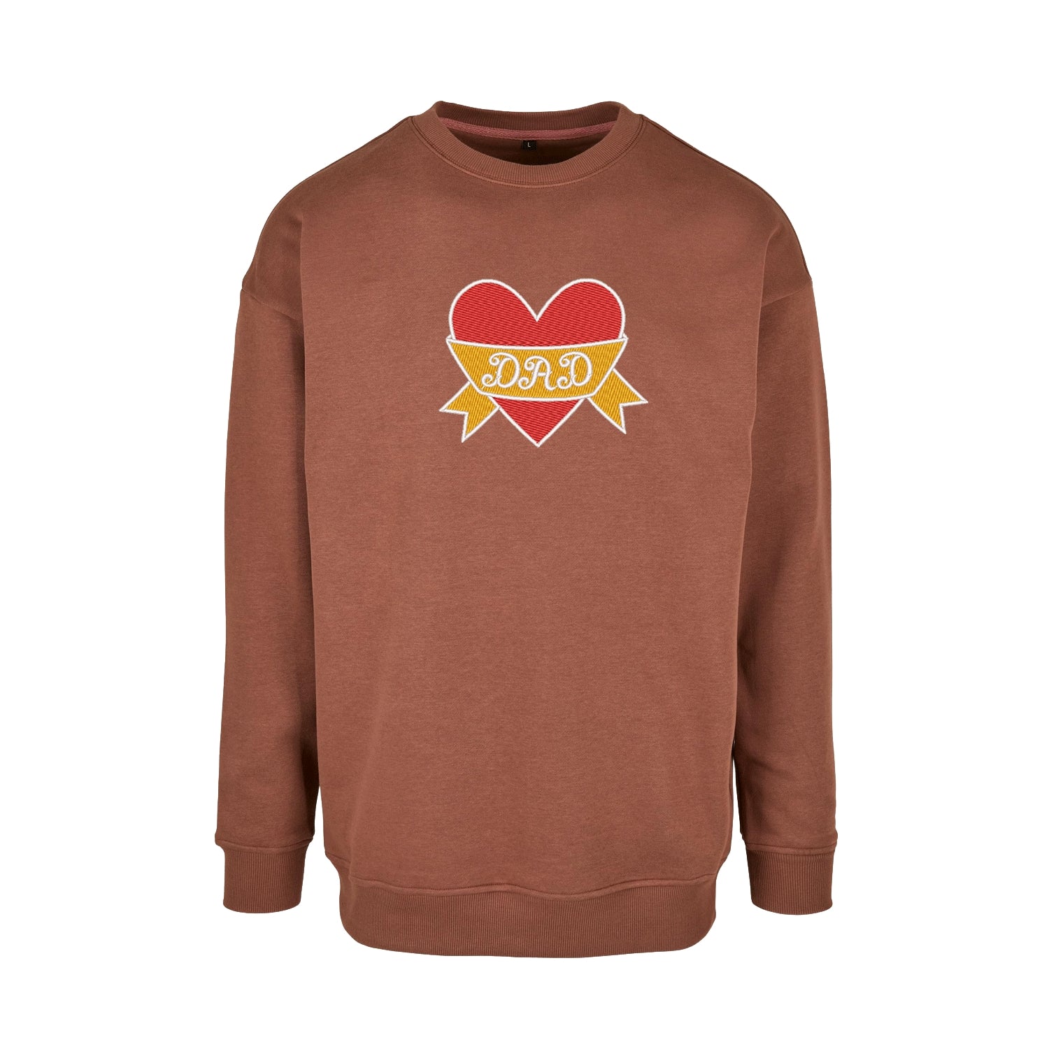 Bluza bez kaptura „Dad Heart Tattoo” z haftem – stylowy prezent dla taty | Odzież z haftem komputerowym Haft z radości