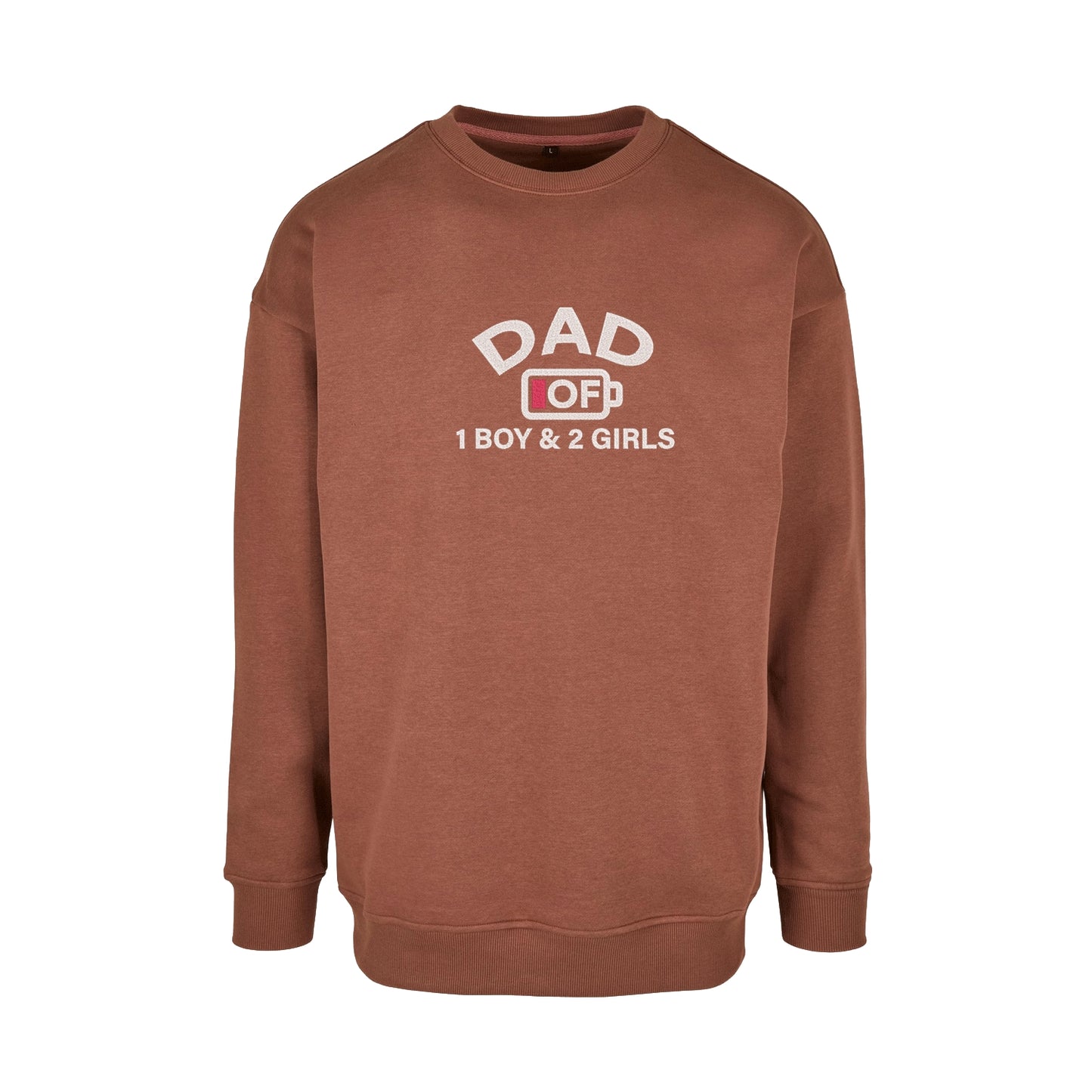 Bluza bez kaptura „Dad of 1 Boy & 2 Girls” z haftem – prezent dla taty trójki dzieci | Bluza dla dumnego ojca