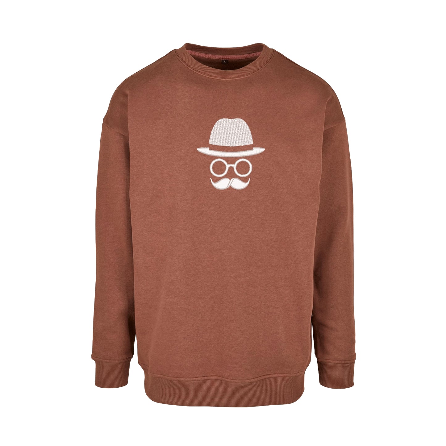 Bluza bez kaptura z haftem „Father with Moustache” | Stylowy prezent dla taty z charakterem
