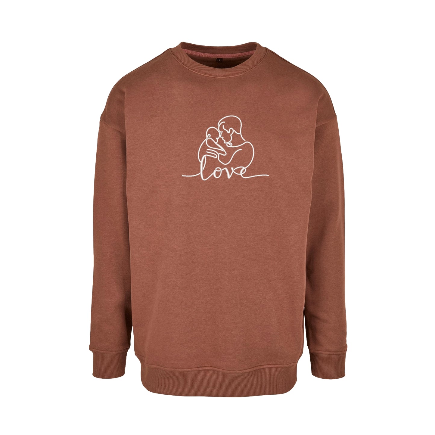 Bluza bez kaptura z haftem "Love" – Tata z dzieckiem | Minimalistyczny line art