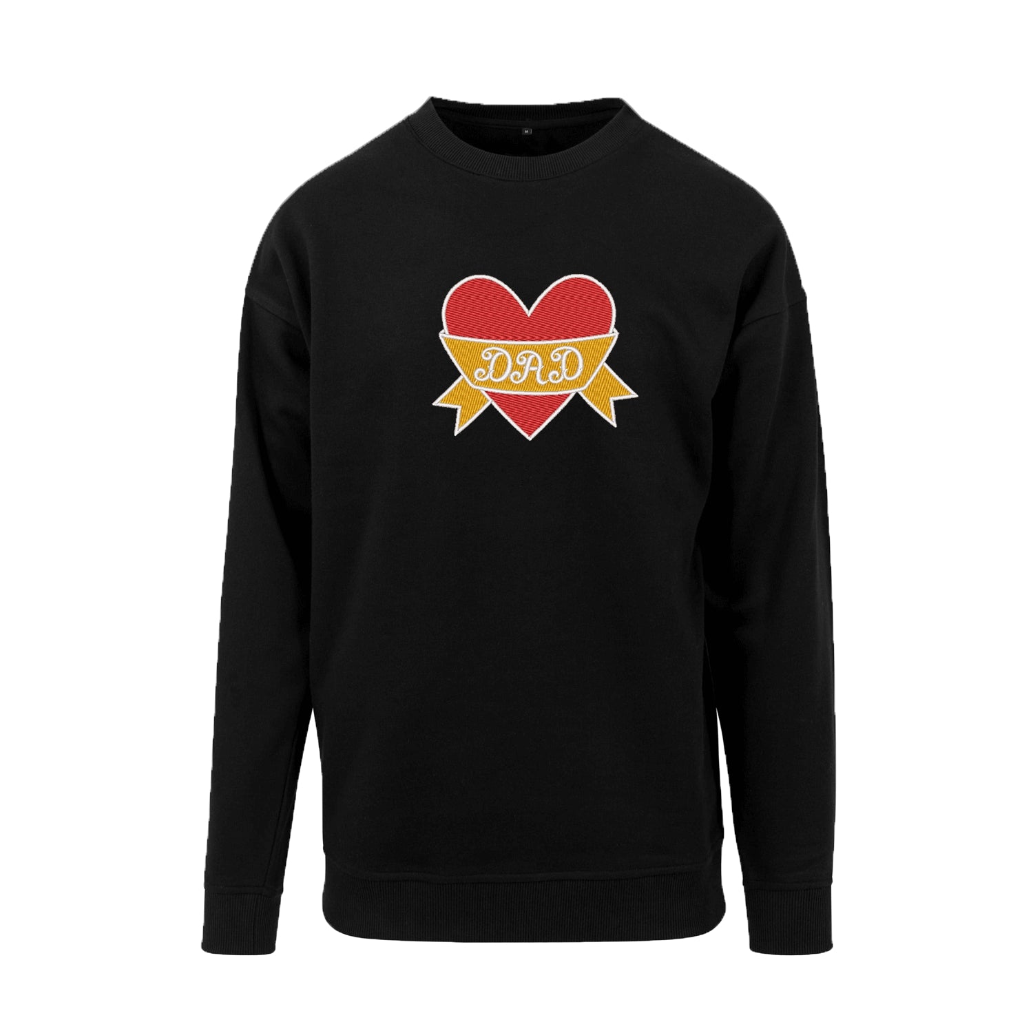 Bluza bez kaptura „Dad Heart Tattoo” z haftem – stylowy prezent dla taty | Odzież z haftem komputerowym Haft z radości