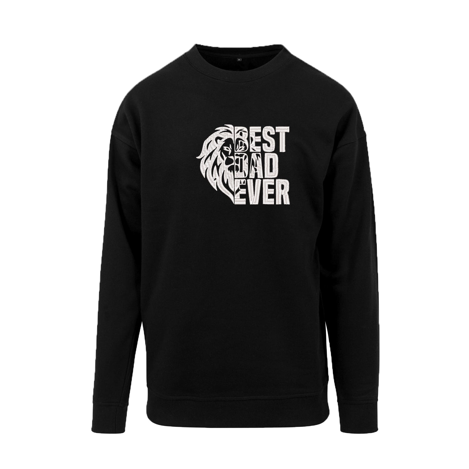 Bluza bez kaptura "Lion Best Dad Ever" z haftem | Prezent dla najlepszego taty | Haft komputerowy Haft z radości