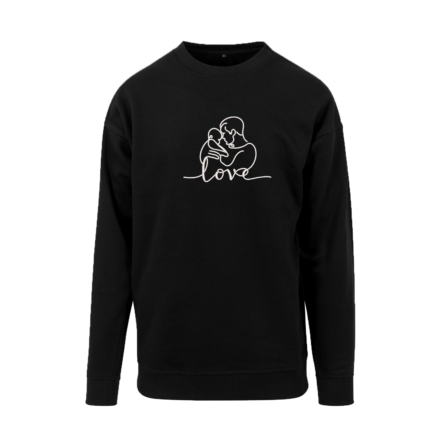 Bluza bez kaptura z haftem "Love" – Tata z dzieckiem | Minimalistyczny line art Haft z radości