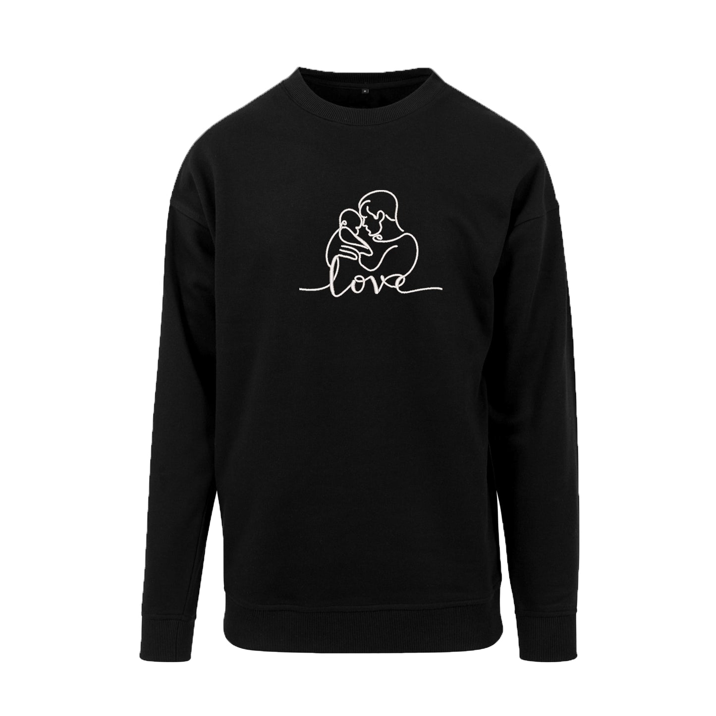 Bluza bez kaptura z haftem "Love" – Tata z dzieckiem | Minimalistyczny line art