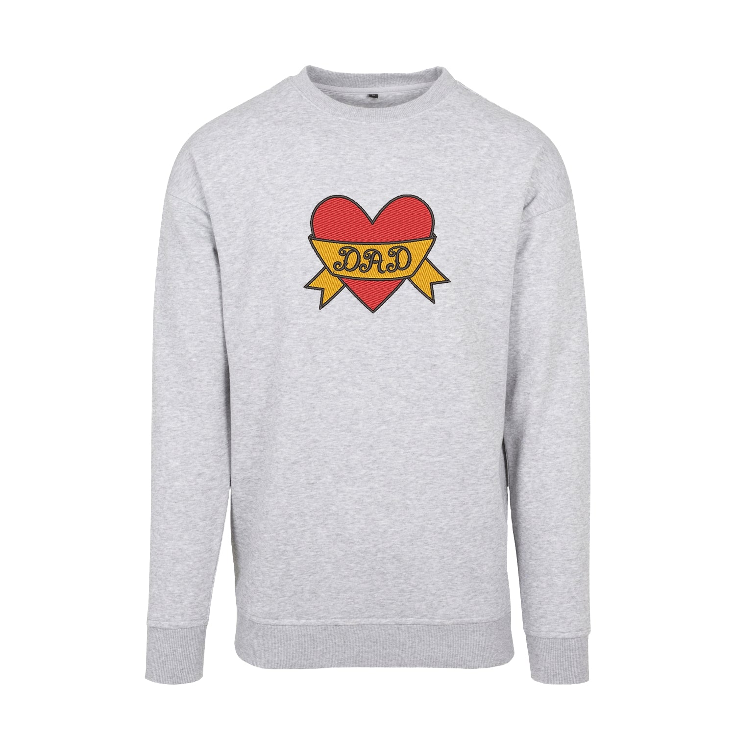 Bluza bez kaptura „Dad Heart Tattoo” z haftem – stylowy prezent dla taty | Odzież z haftem komputerowym